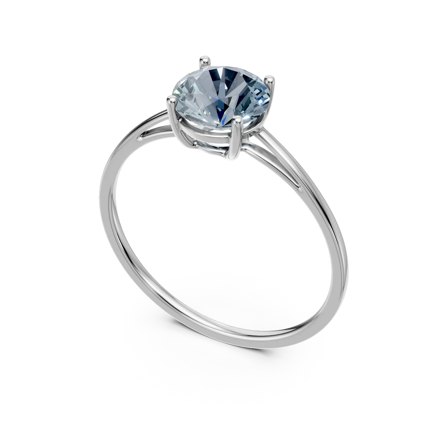 Inel din aur alb cu acvamarin de 0.9ct - Imagine 2
