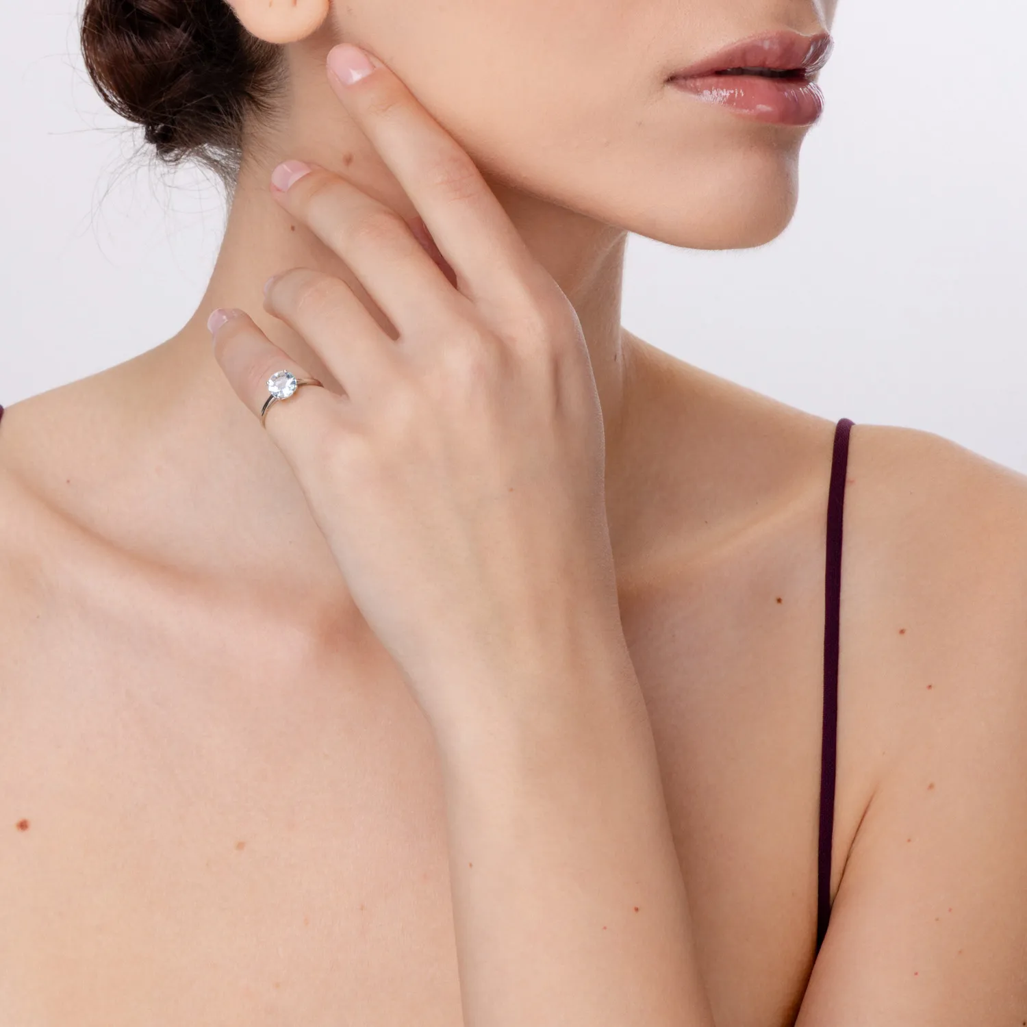 Inel din aur alb cu acvamarin de 0.9ct - Imagine 5