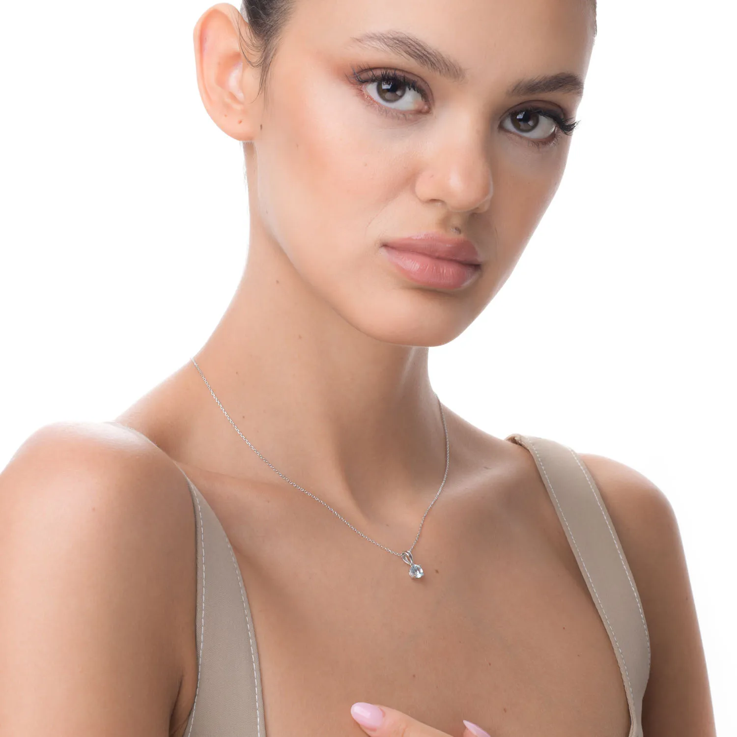 Pandantiv din aur alb cu acvamarin de 0.83ct