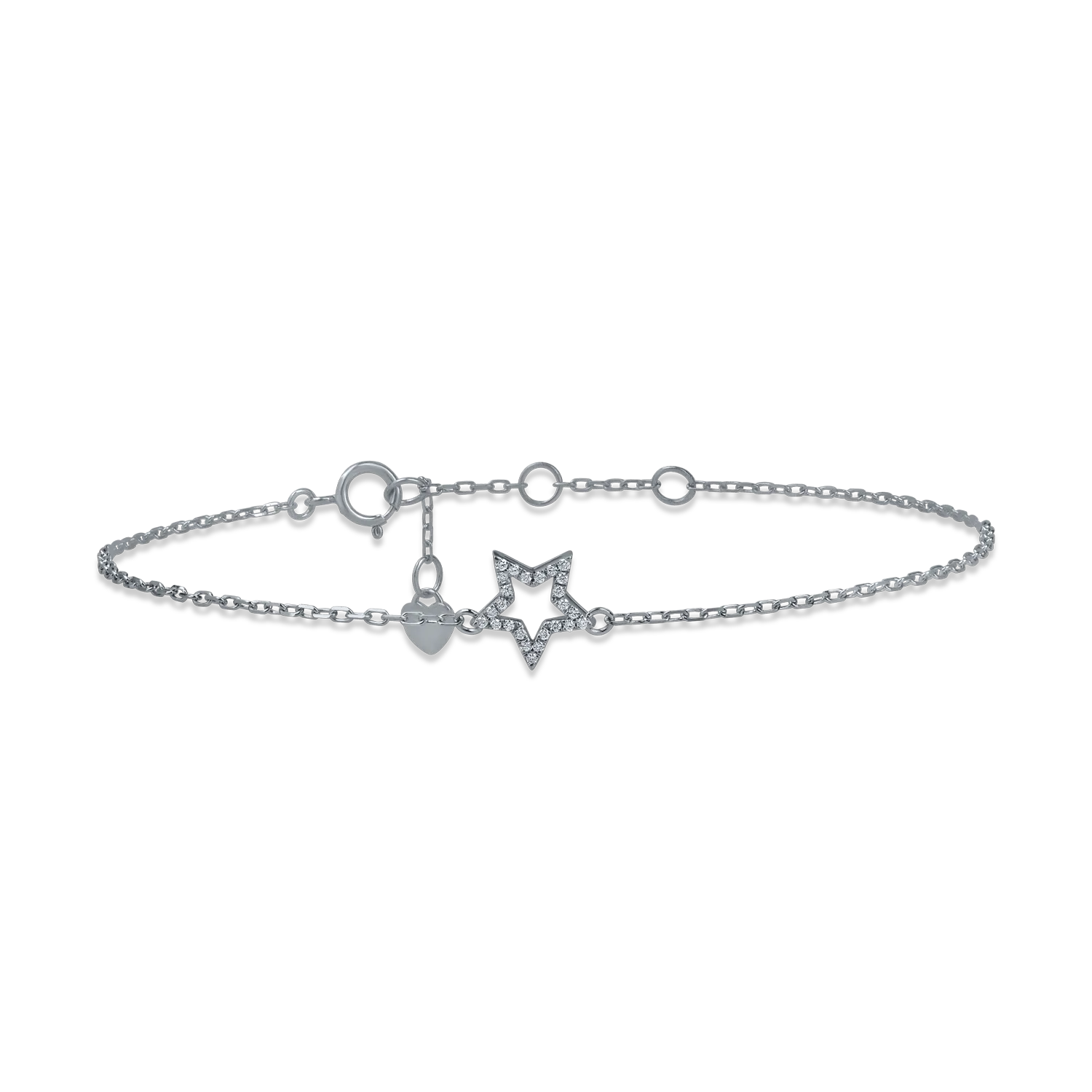 White gold bracelet with star pendant and 0.05ct diamonds