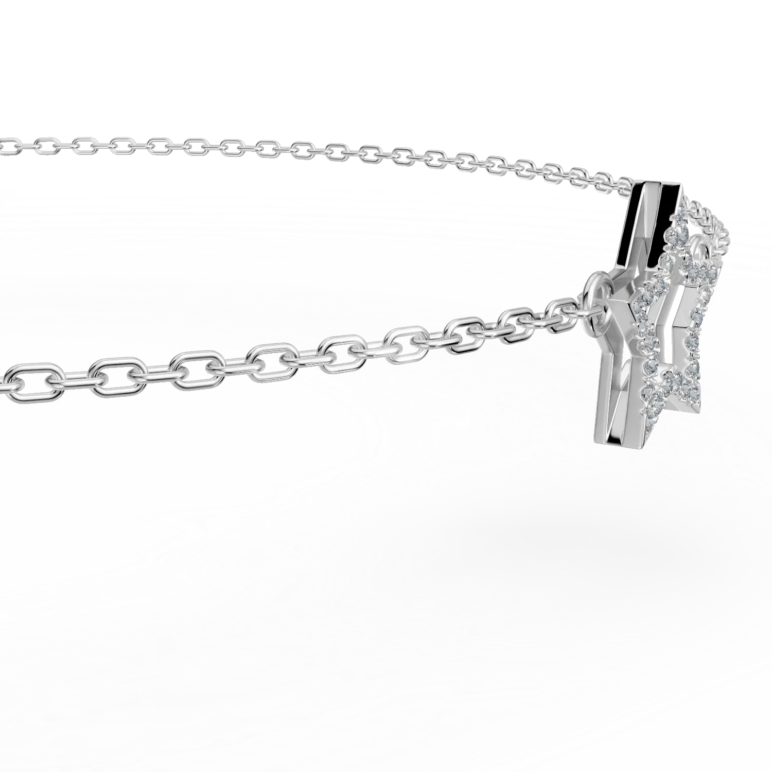 Bratara din aur alb cu pandantiv stea si diamante de 0.05ct