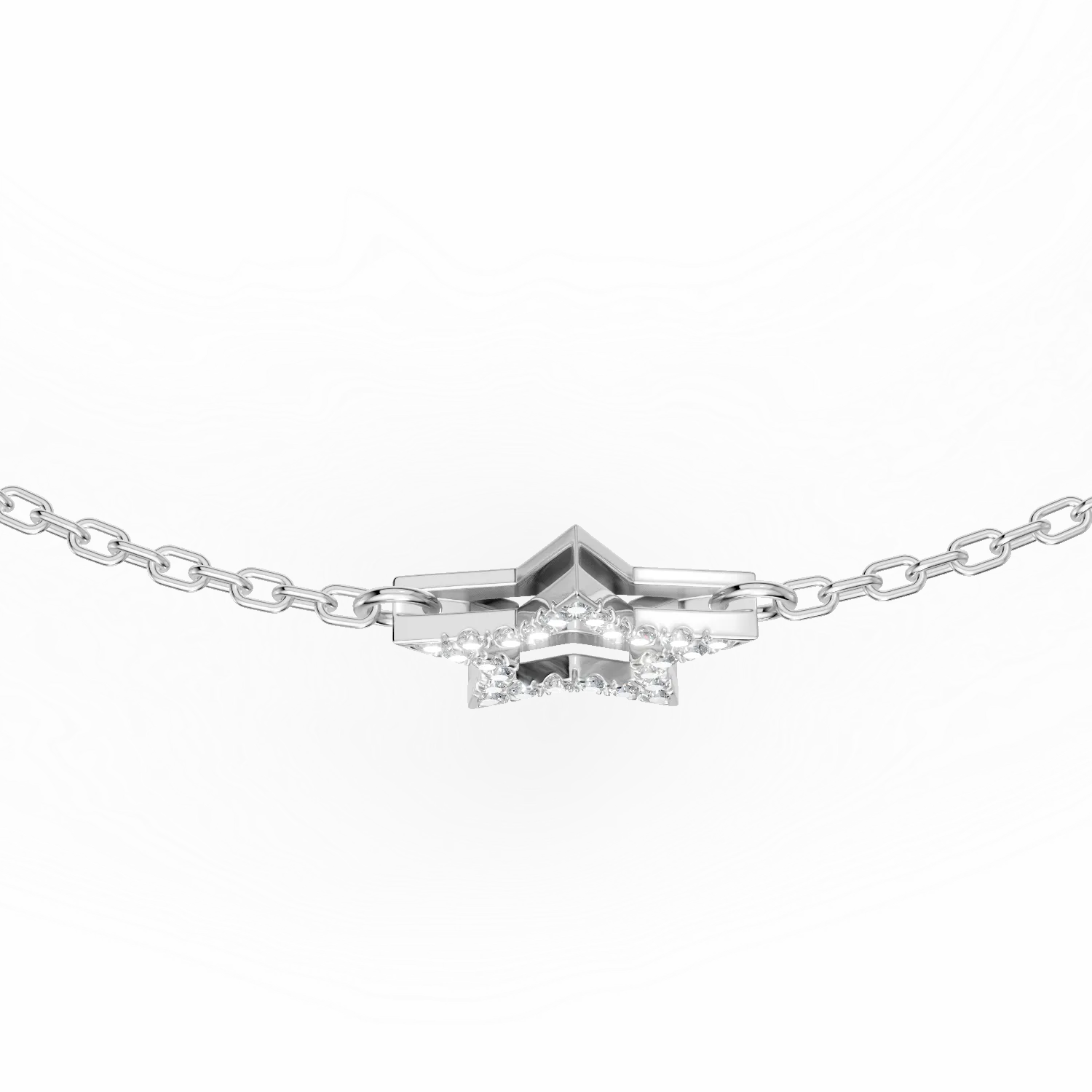 Bratara din aur alb cu pandantiv stea si diamante de 0.05ct