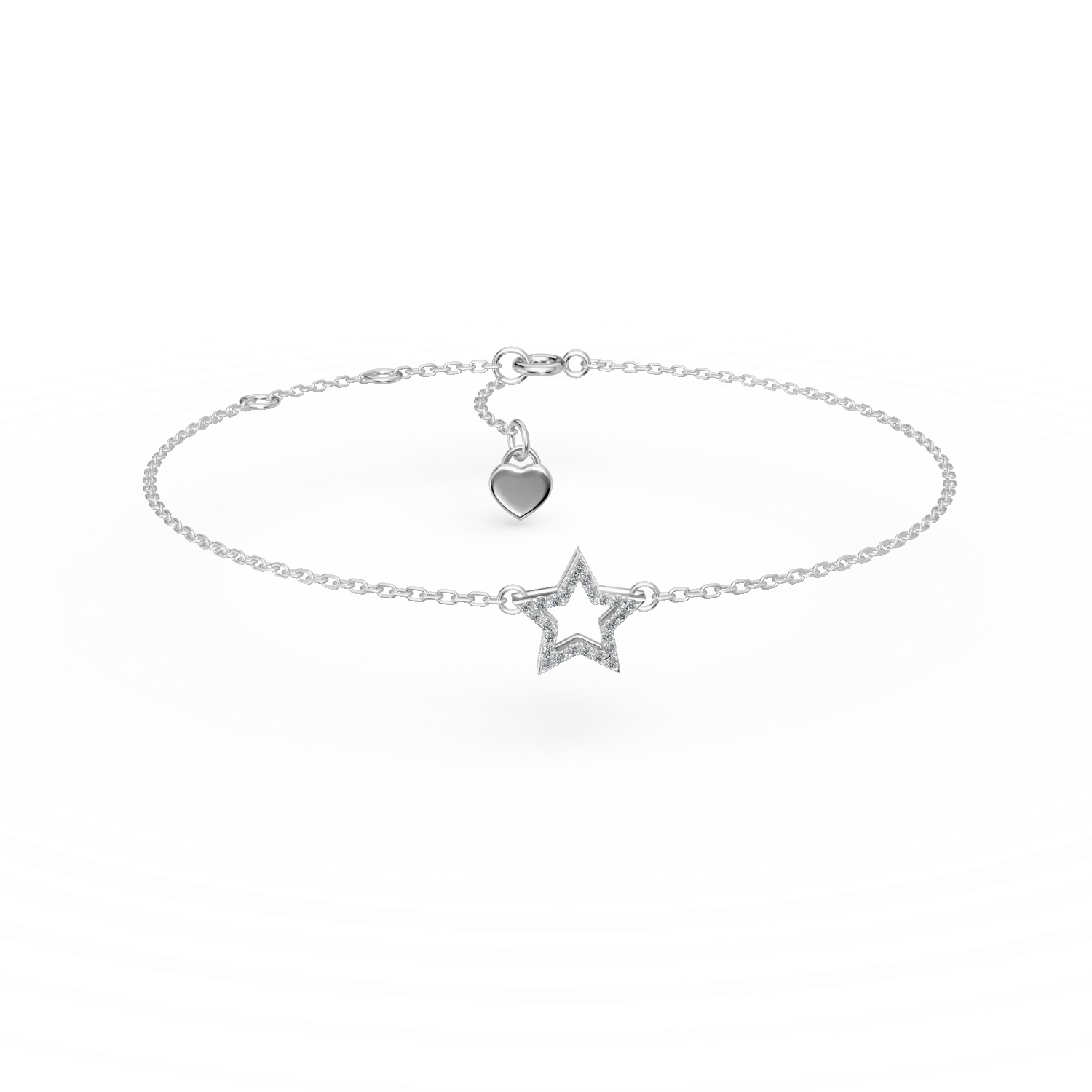 Bratara din aur alb cu pandantiv stea si diamante de 0.05ct