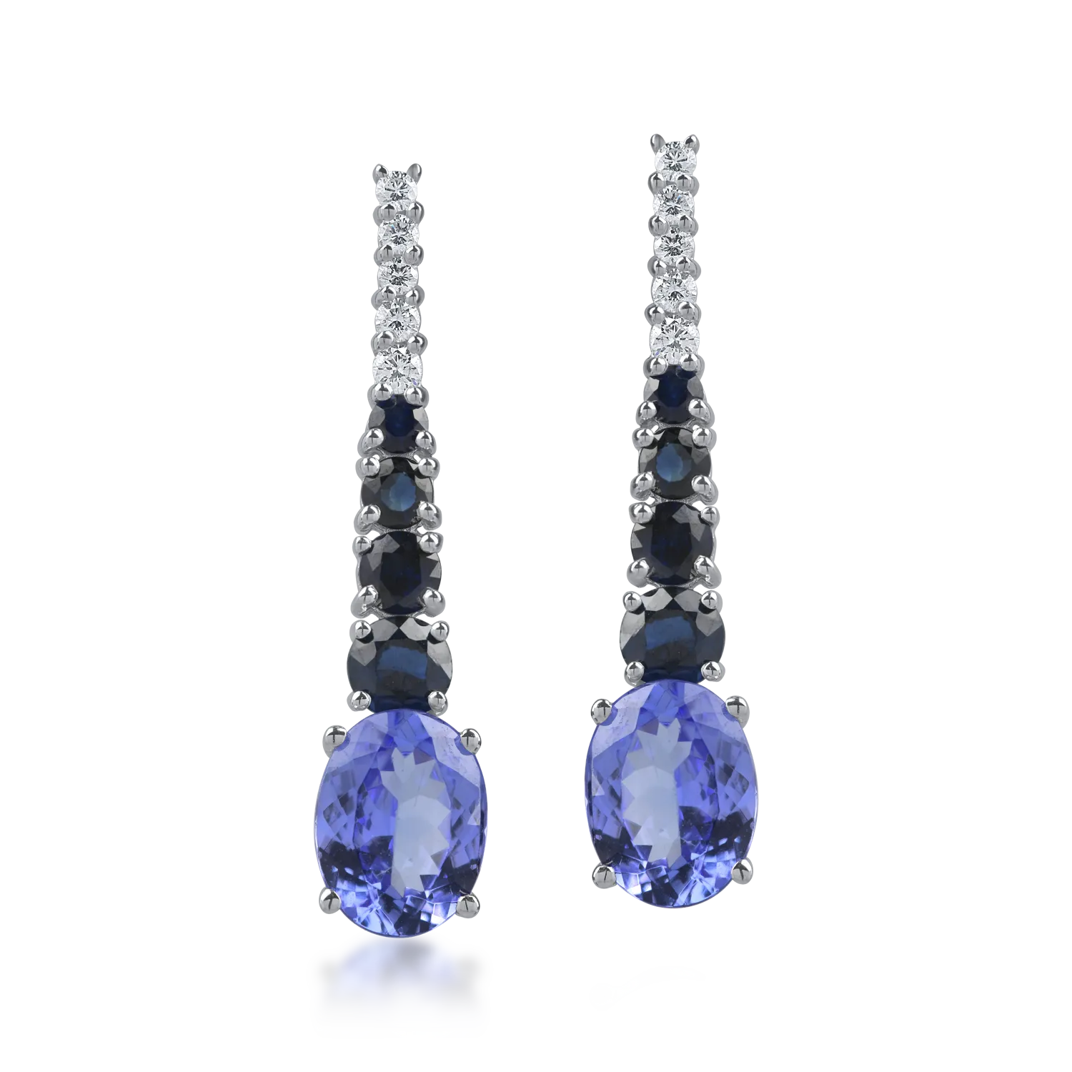 White gold earrings with 5.5ct precious and semi-precious stones