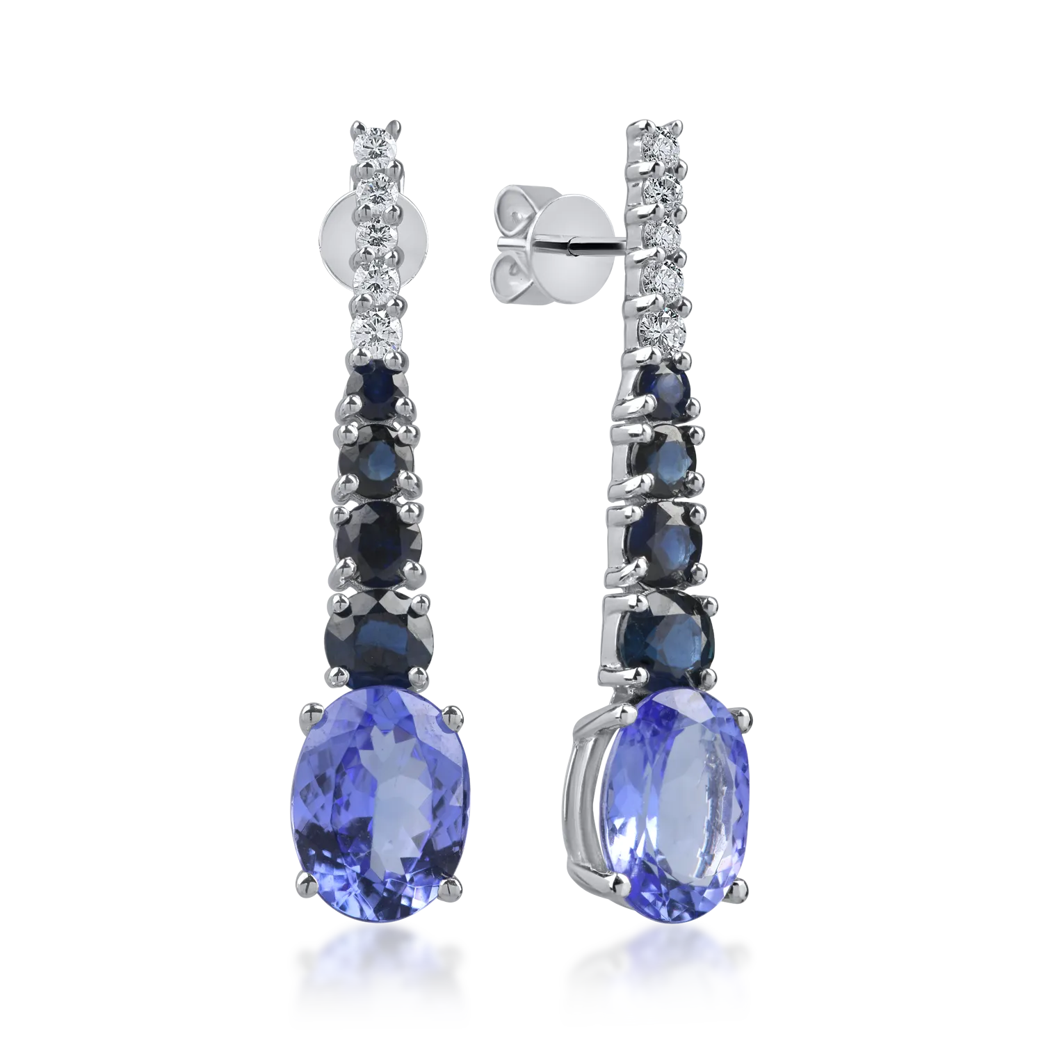 White gold earrings with 5.5ct precious and semi-precious stones