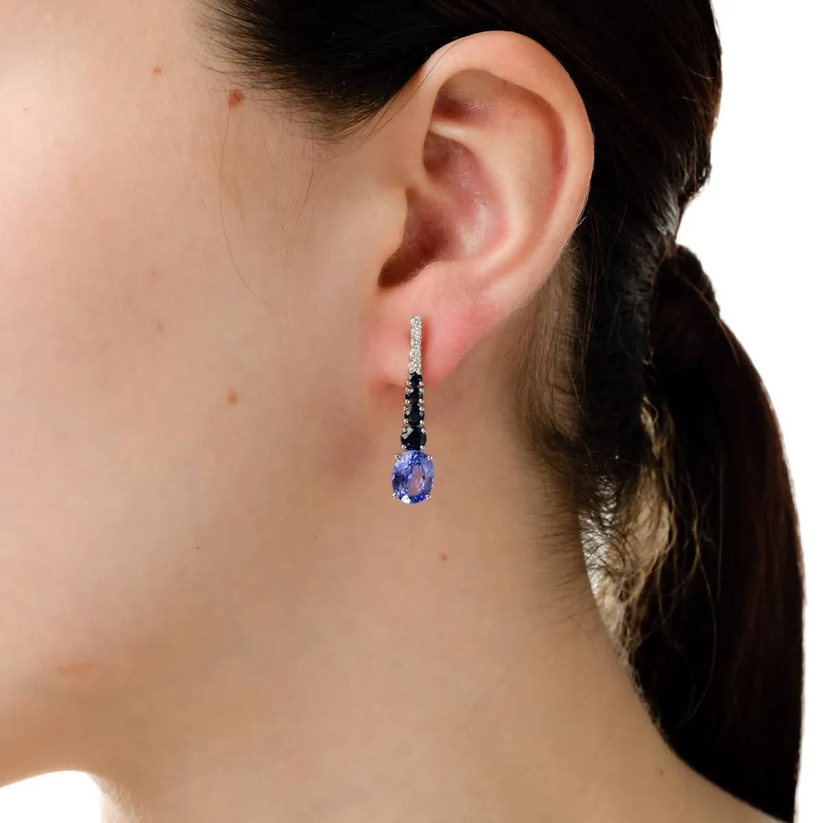 White gold earrings with 5.5ct precious and semi-precious stones