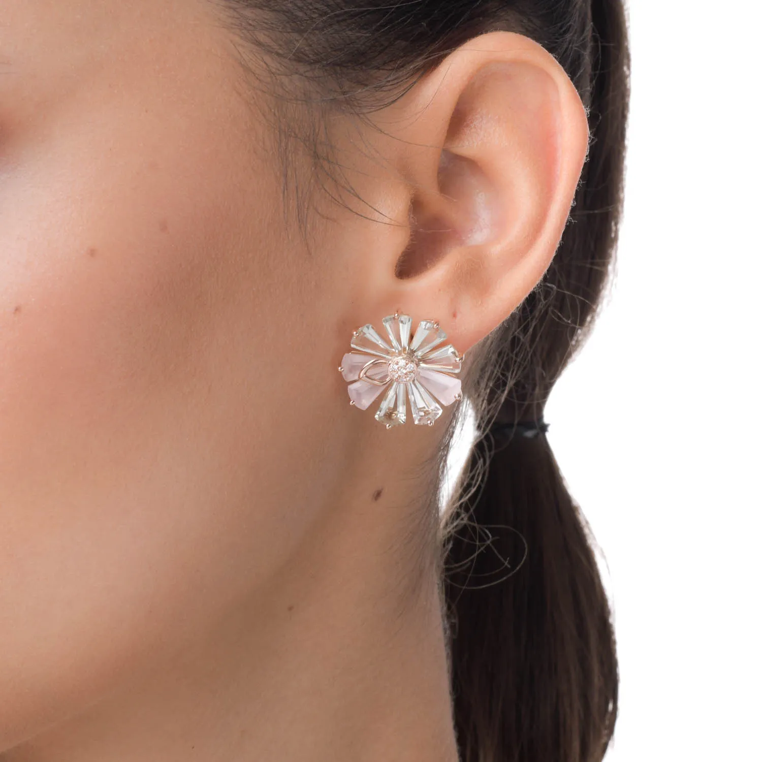 Kolczyki z różowego złota z 12.6ct kamieniami szlachetnymi i półszlachetnymi