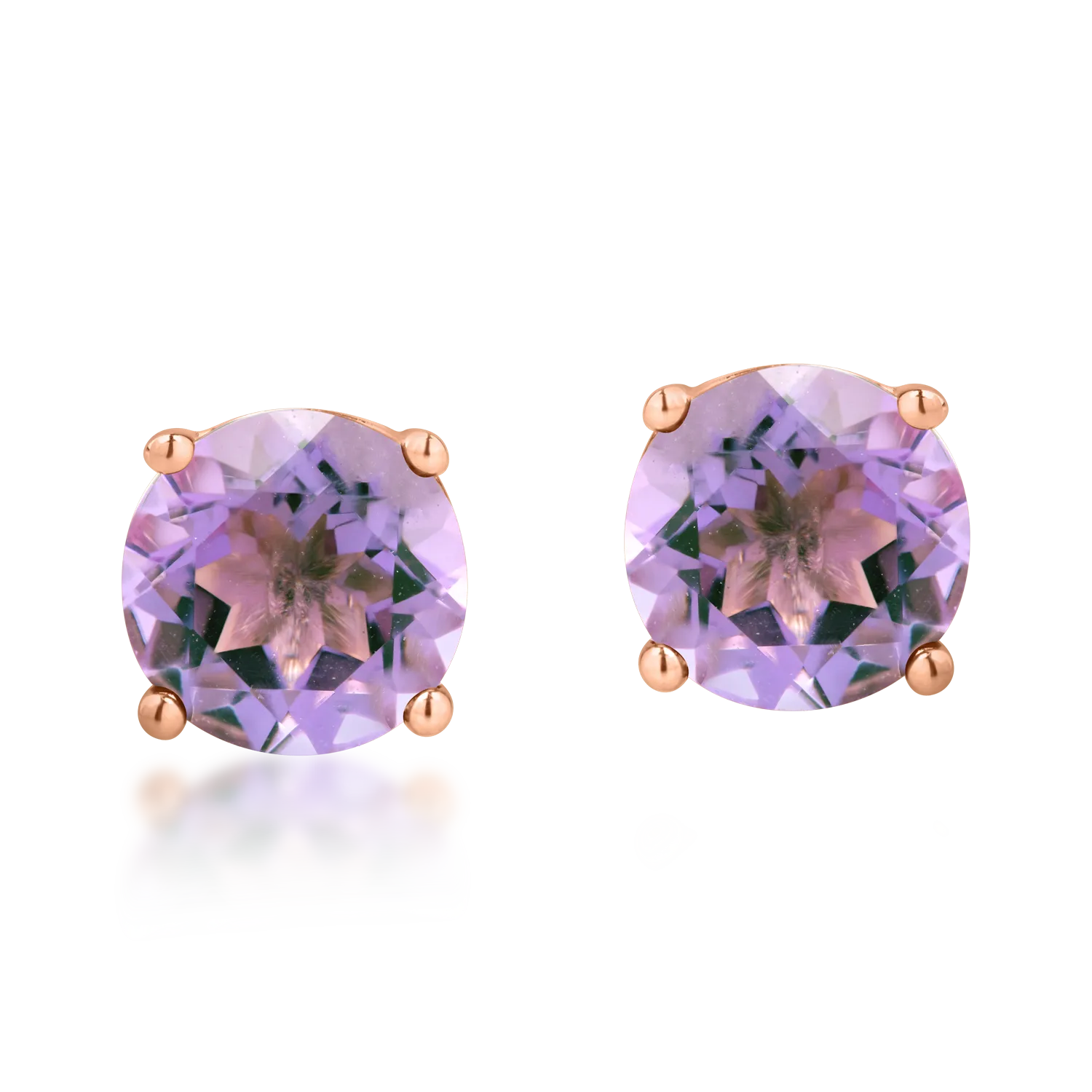 Rose gold stud earrings with 1.5ct amethysts