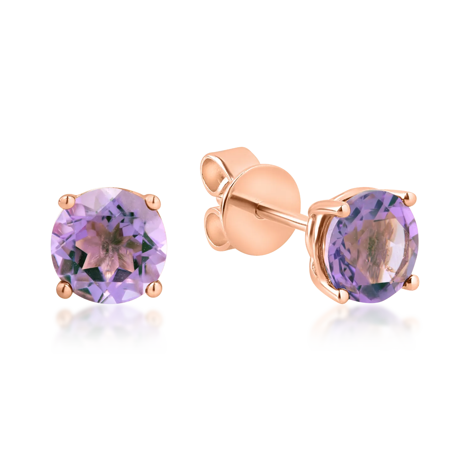 Rose gold stud earrings with 1.5ct amethysts