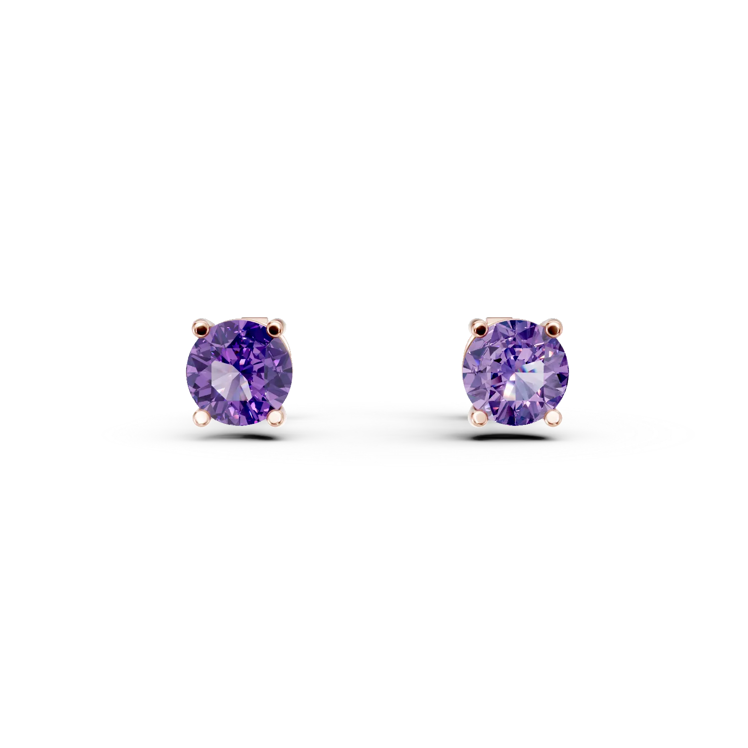 Cercei stud din aur roz cu ametiste de 1.5ct