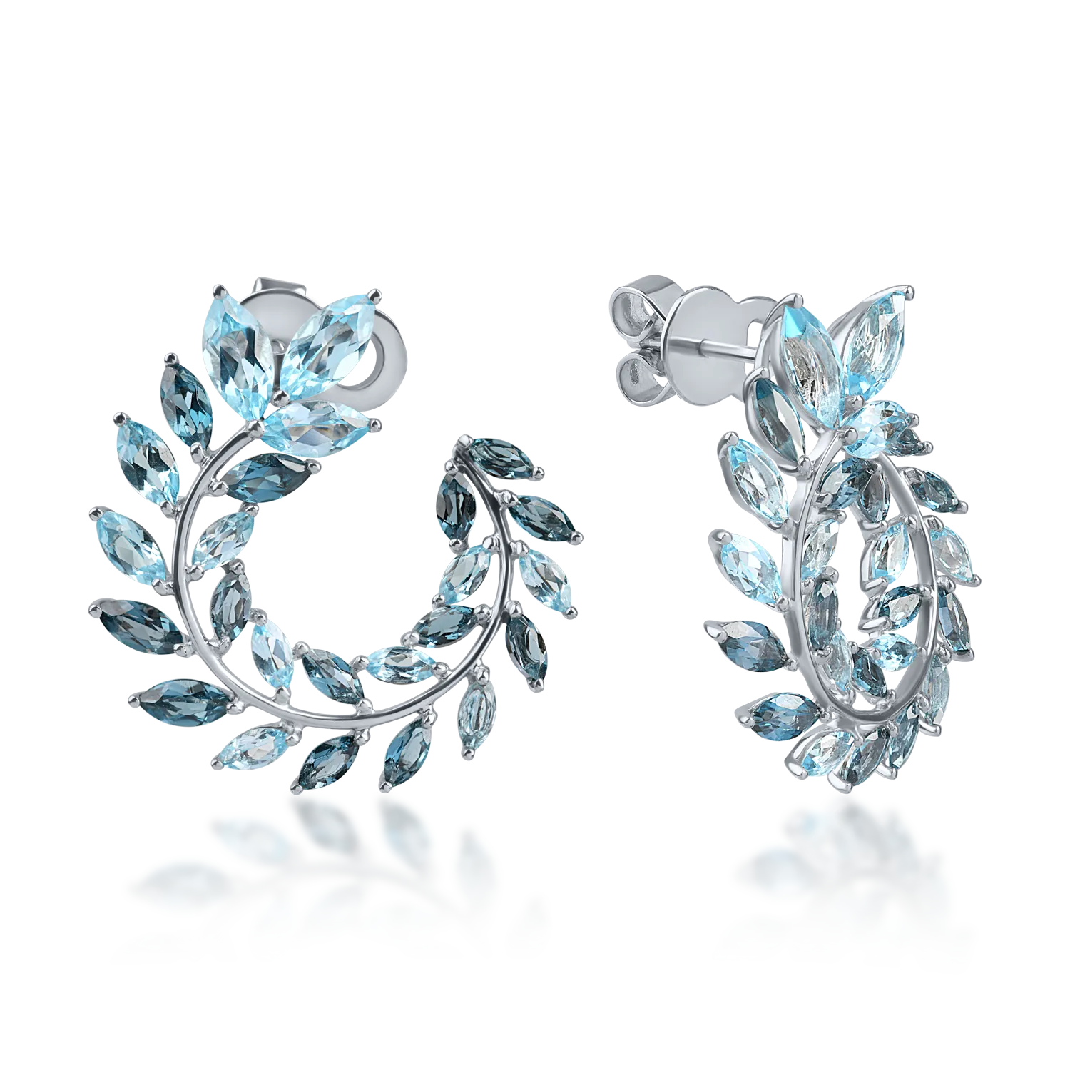 Cercei din aur alb cu topaze marquise de 6.7ct