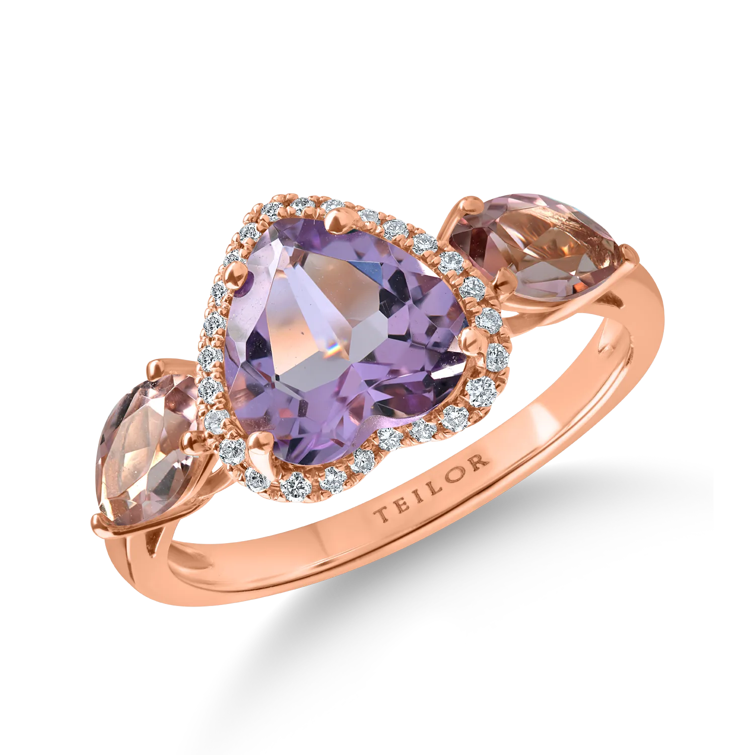 Rose gold ring with 2.8ct precious and semi-precious stones