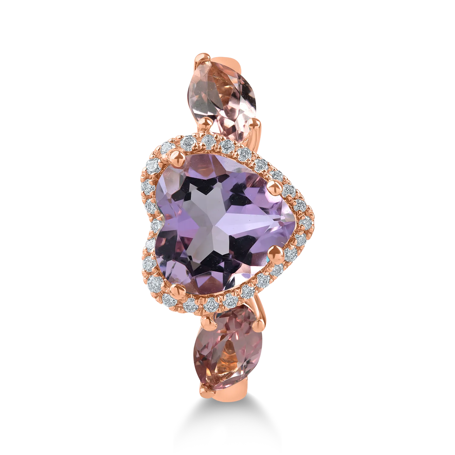 Rose gold ring with 2.8ct precious and semi-precious stones