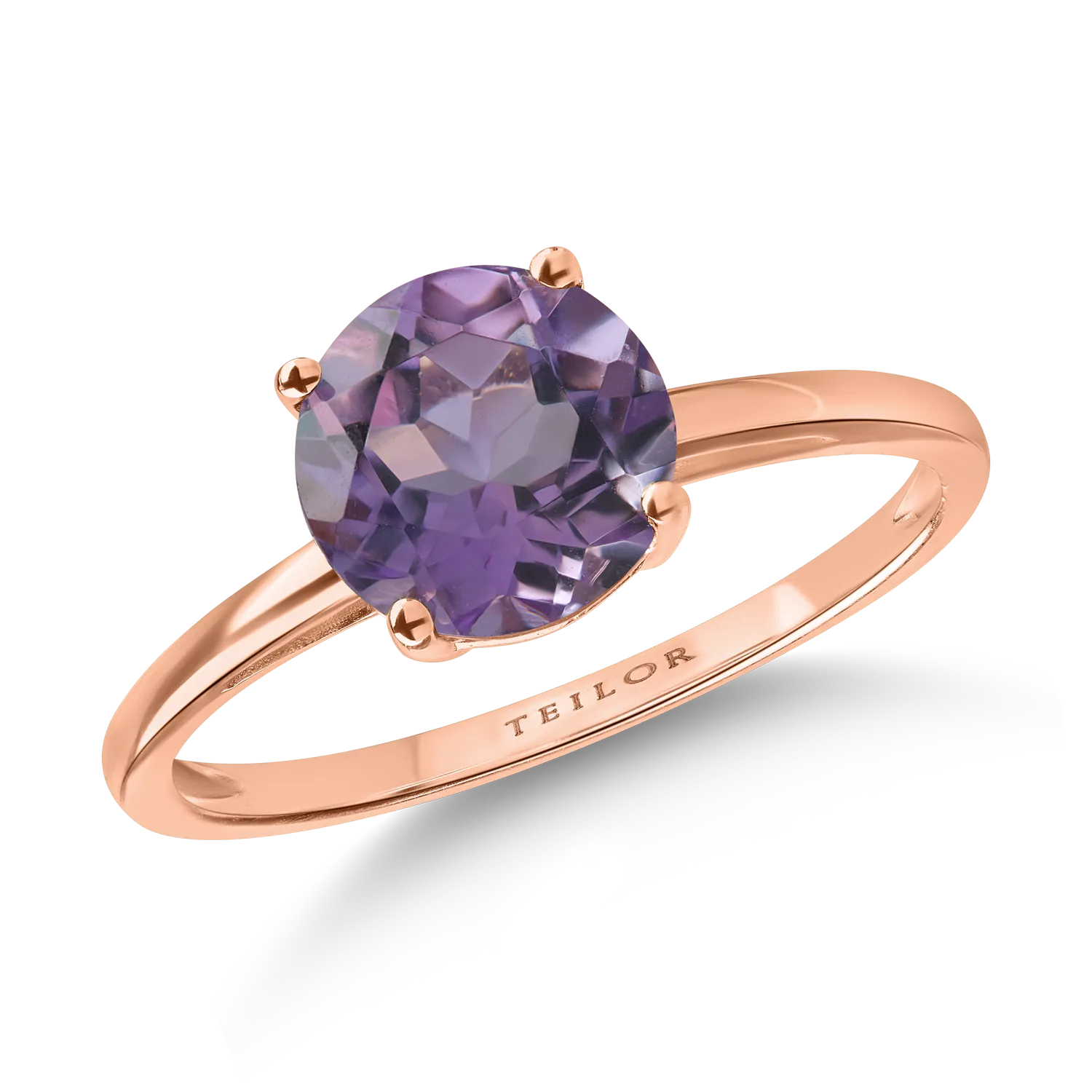 Rose gold ring with 1.3ct amethyst