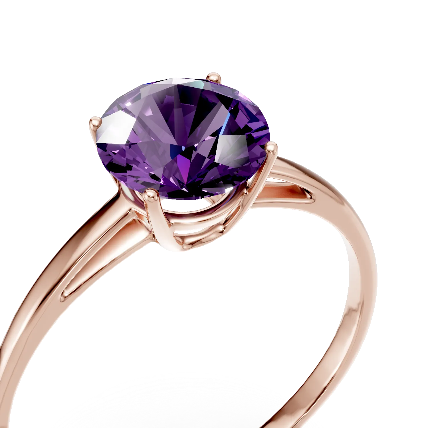 Rose gold ring with 1.2ct amethyst