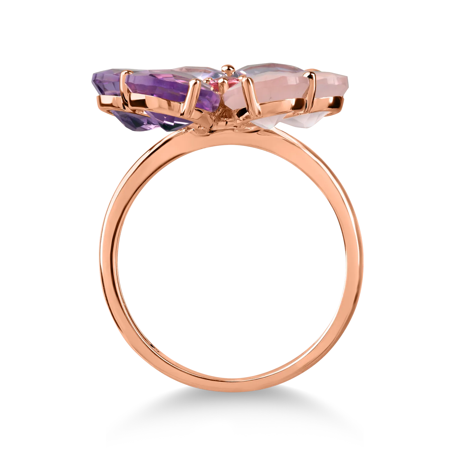 Rose gold flower ring with 7.2ct semi-precious stones