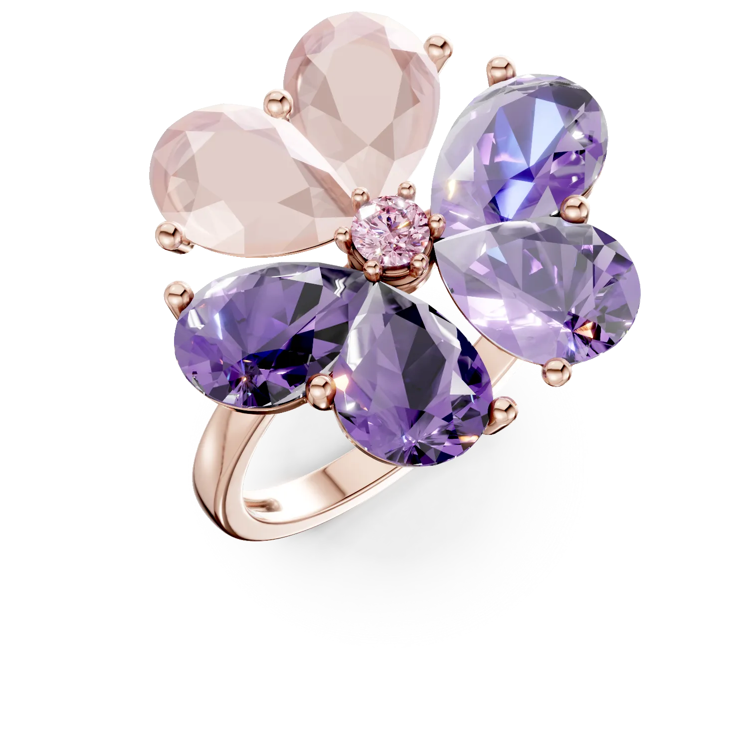 Teilor Inel floare din aur roz cu pietre semipretioase de 7.2ct