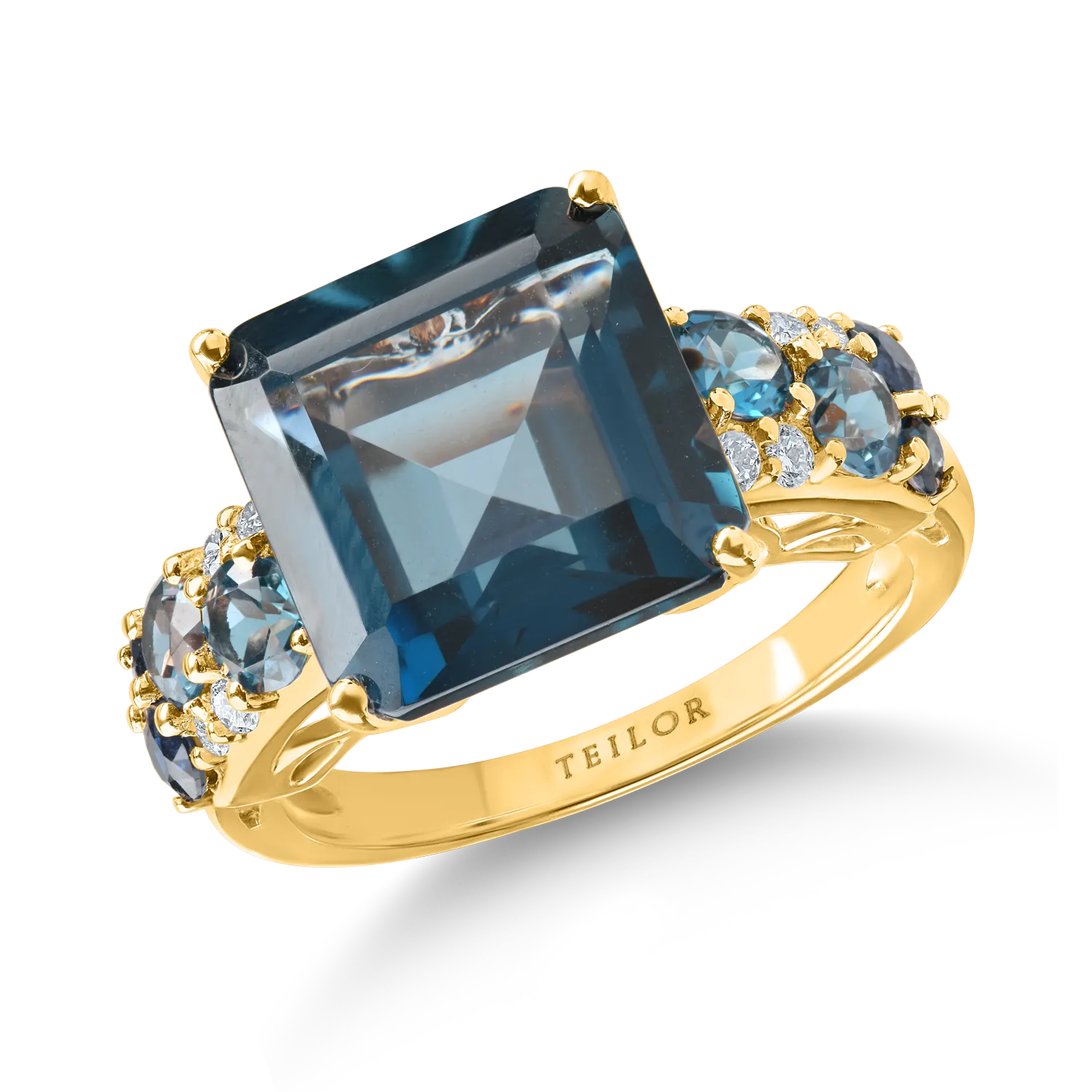 Yellow gold ring with 10.3ct precious and semi-precious stones