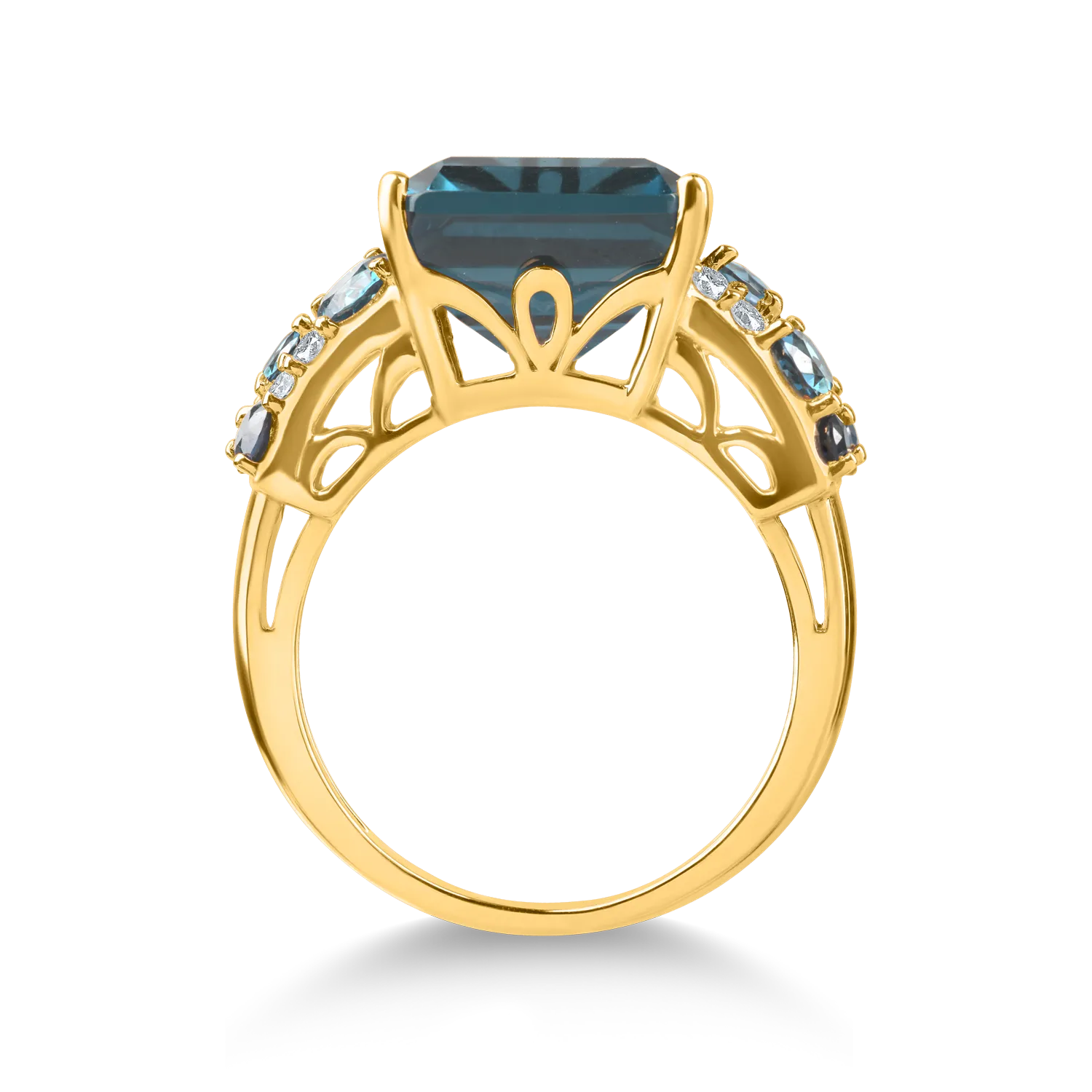 Yellow gold ring with 10.3ct precious and semi-precious stones
