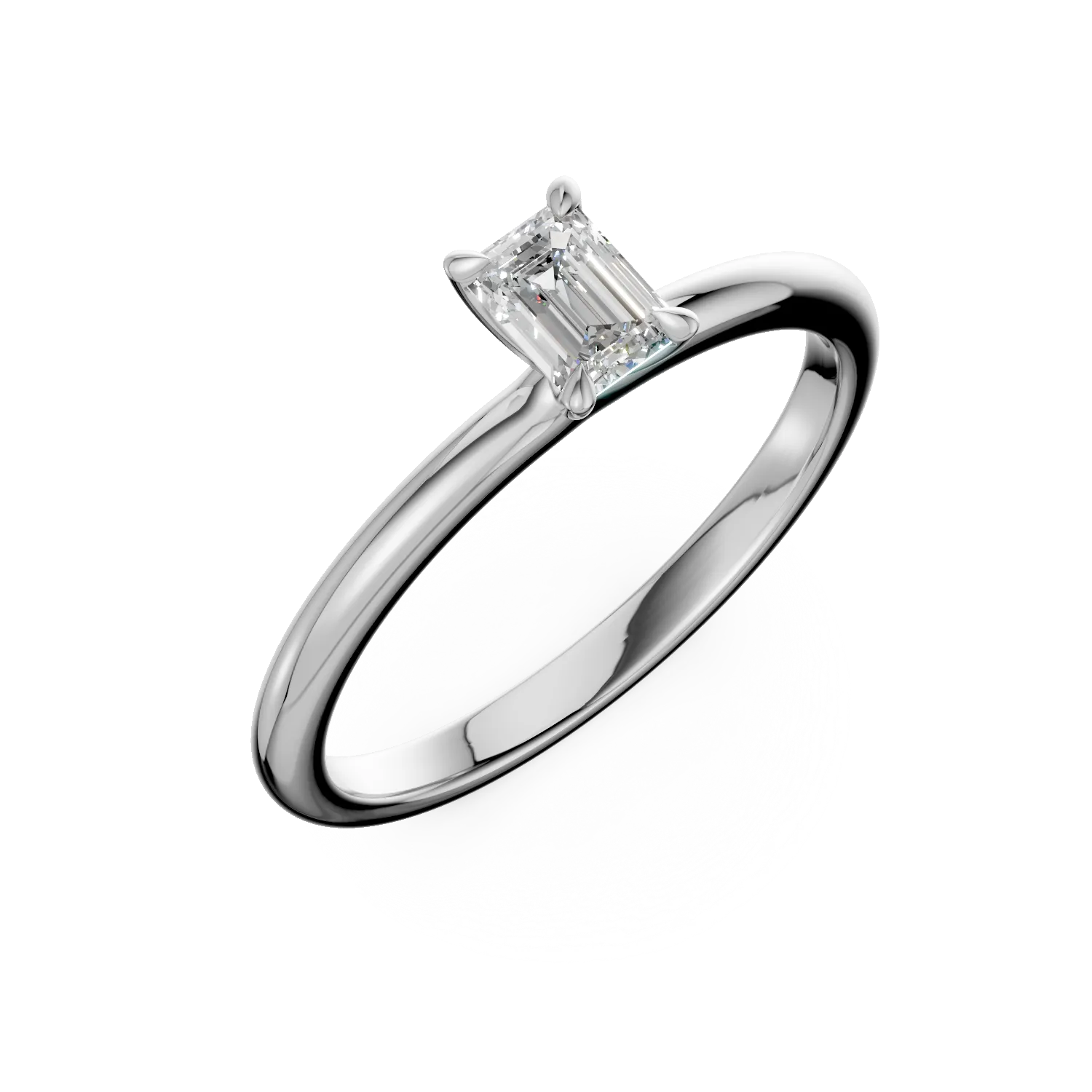 Inel de logodna din aur alb cu diamant emerald solitaire de 0.3ct