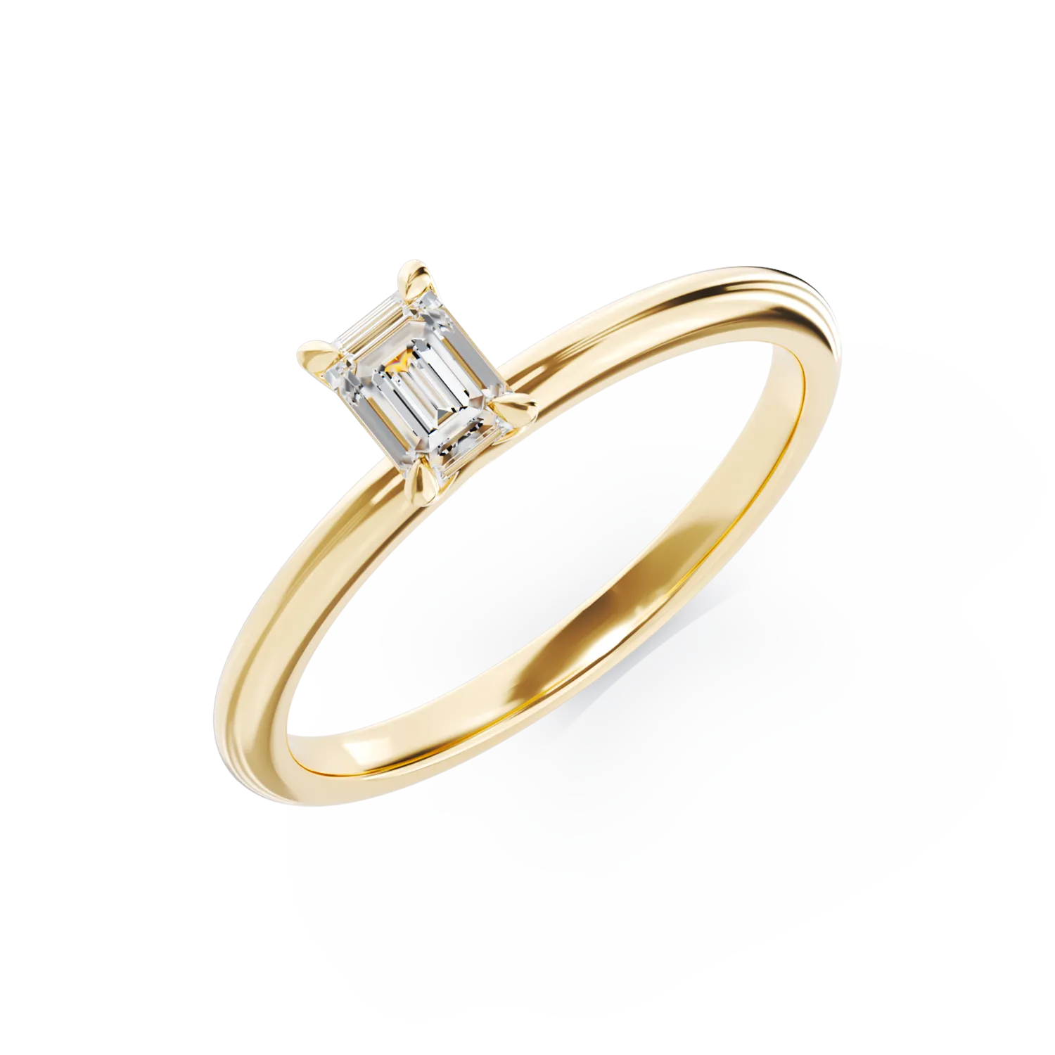 Pierścionek zaręczynowy z żółtego złota z diamentem typu pasjans o masie 0.3ct