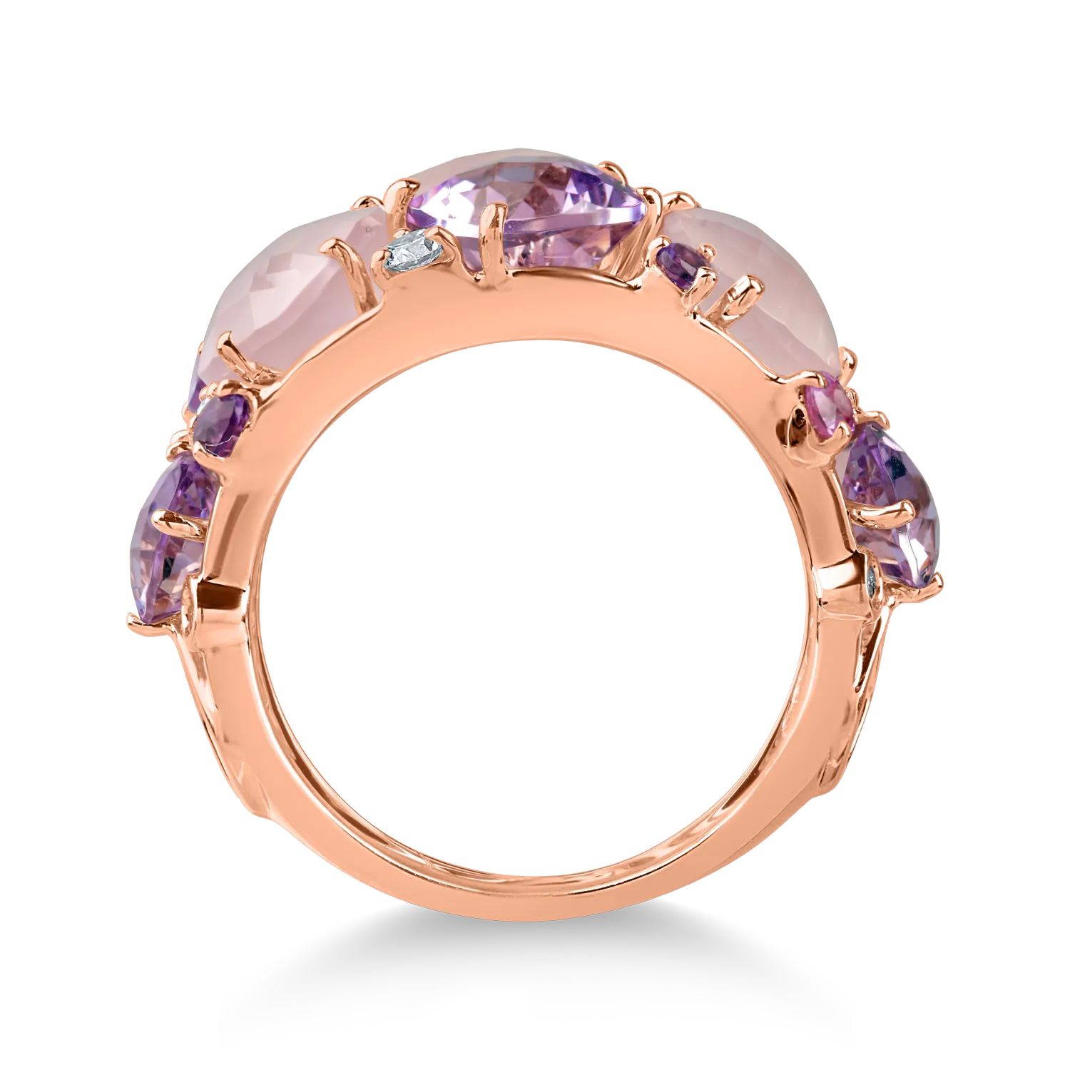 Rose gold ring with 12.3ct precious and semi-precious stones