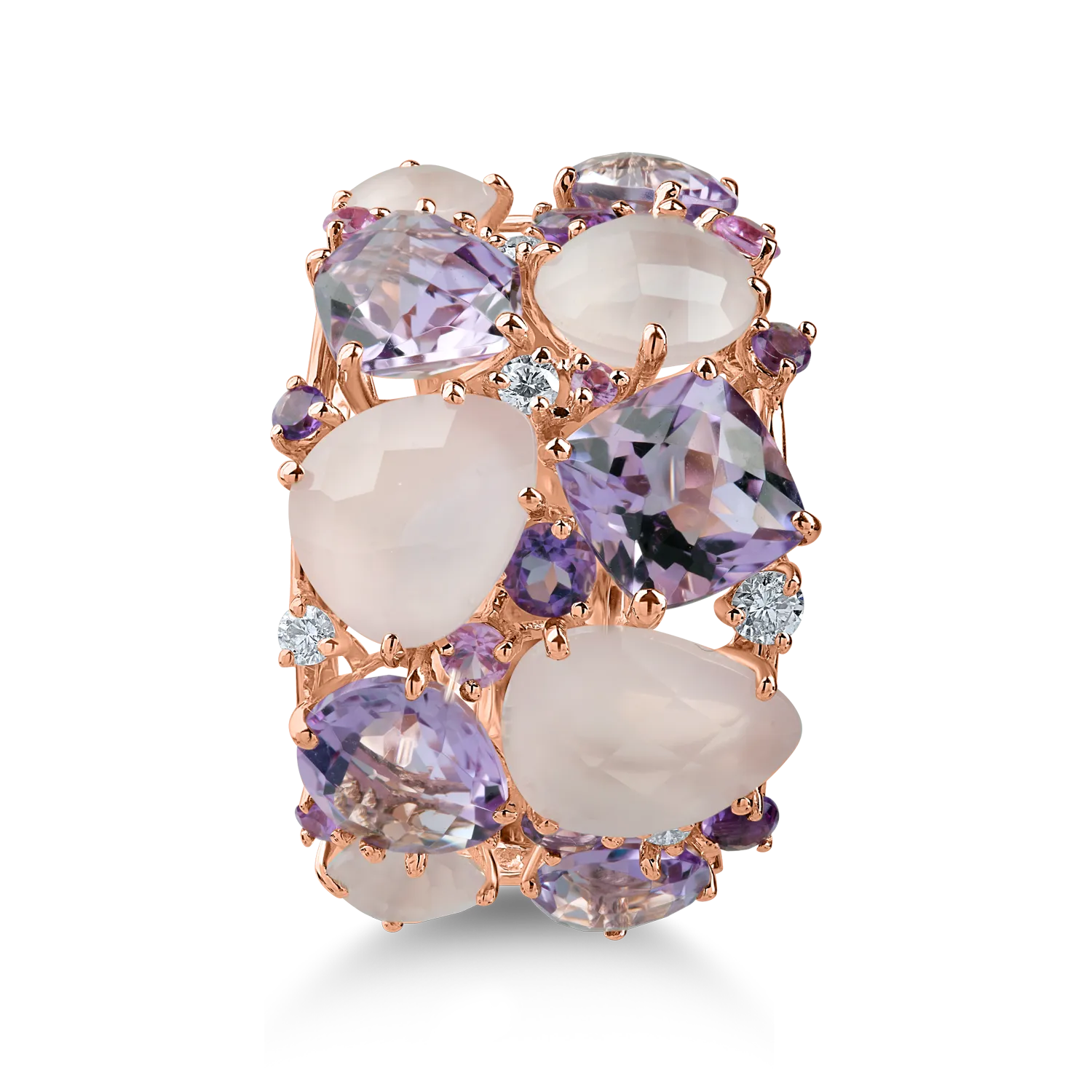 Rose gold ring with 12.3ct precious and semi-precious stones