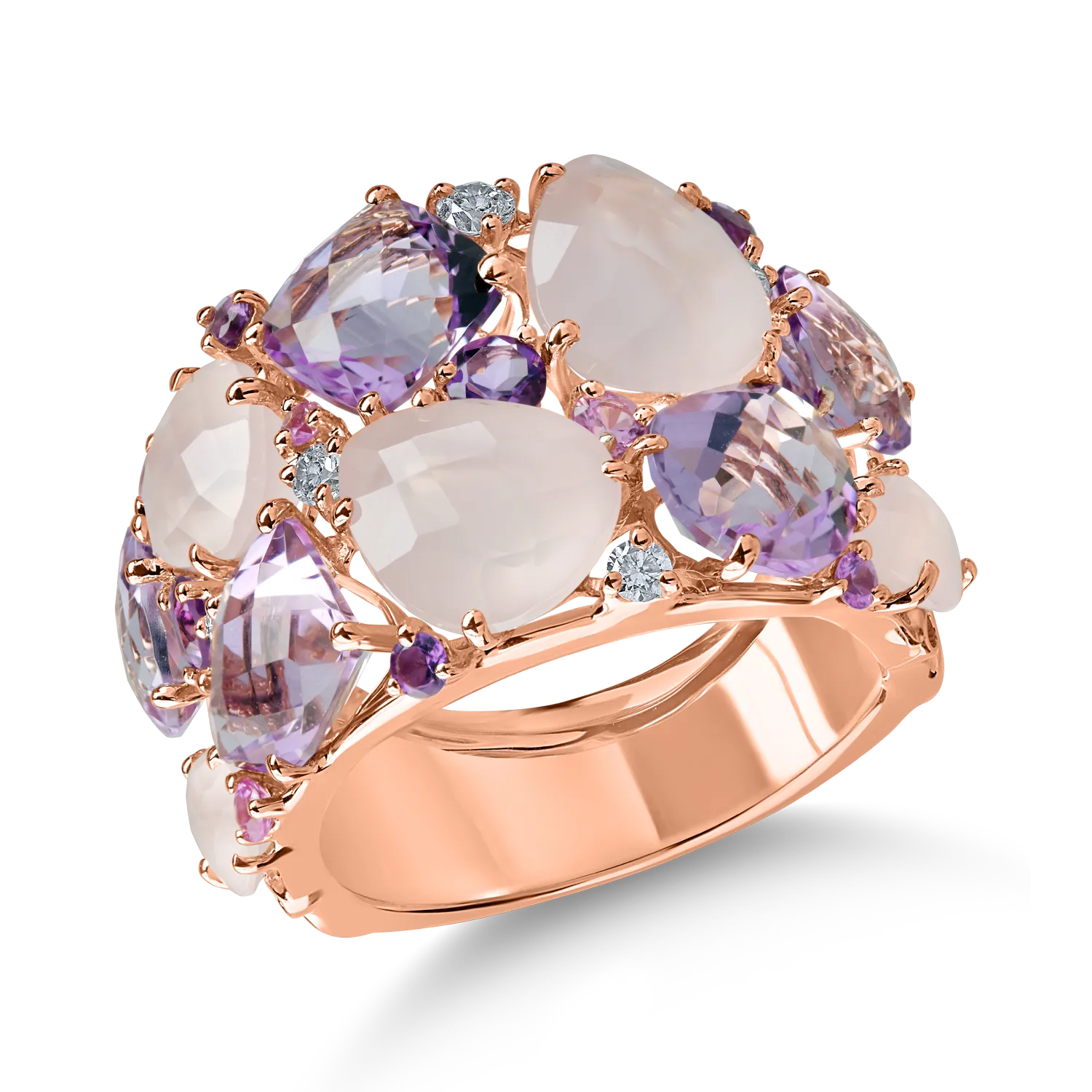 Inel din aur roz cu pietre pretioase si semipretioase de 12.3ct-179726