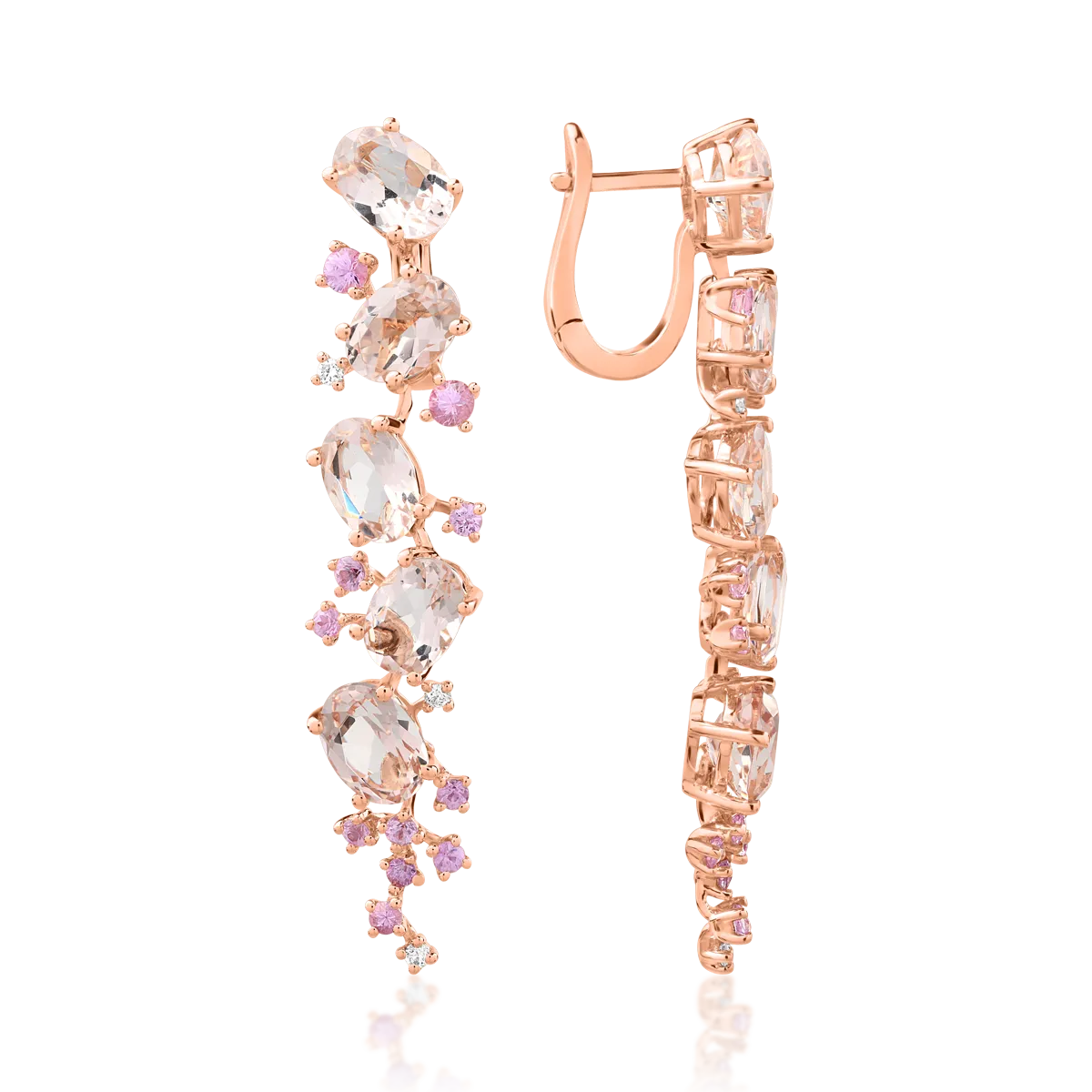 Rose gold earrings with 7.4ct precious and semi-precious stones