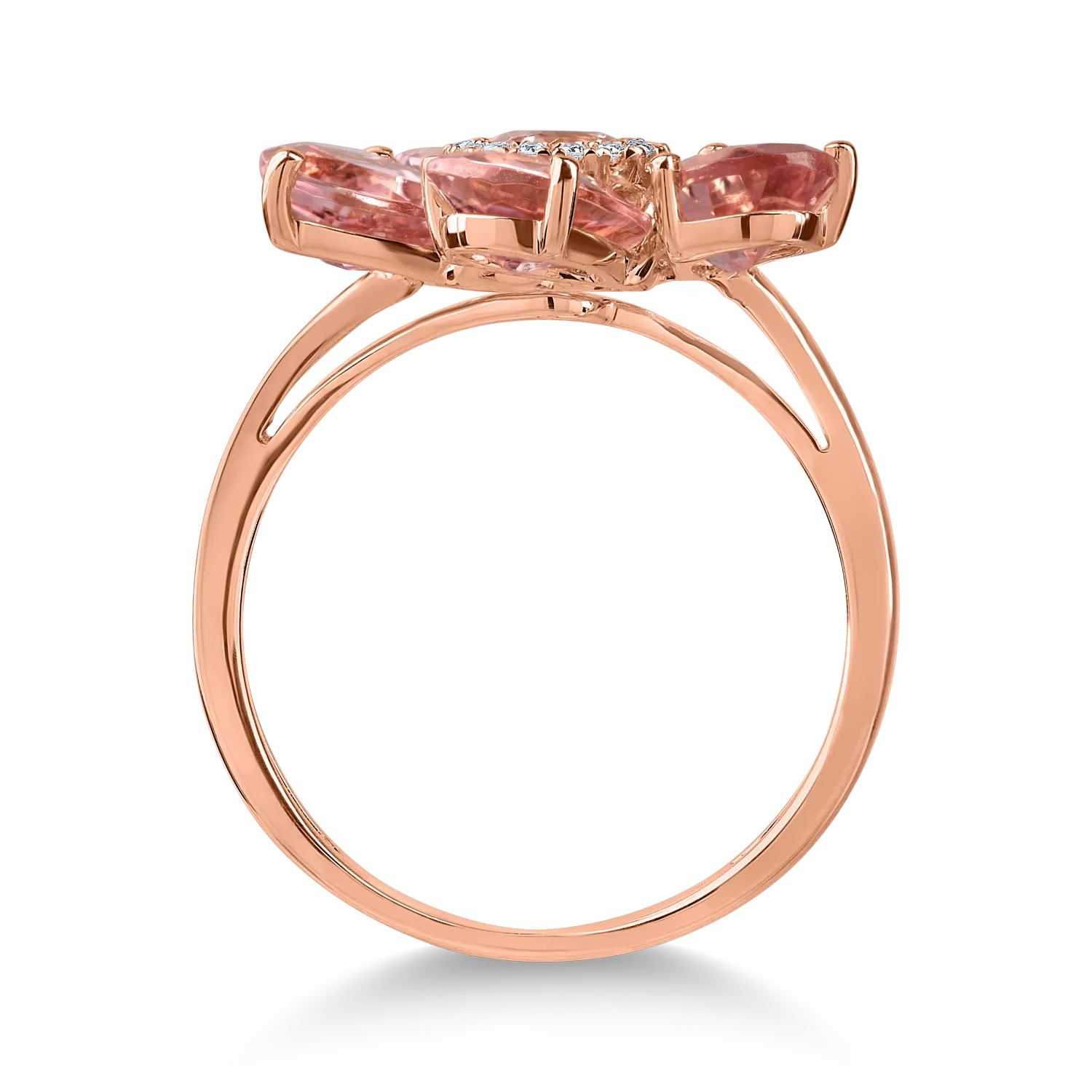 Rose gold flower ring with 3.9ct precious and semi-precious stones