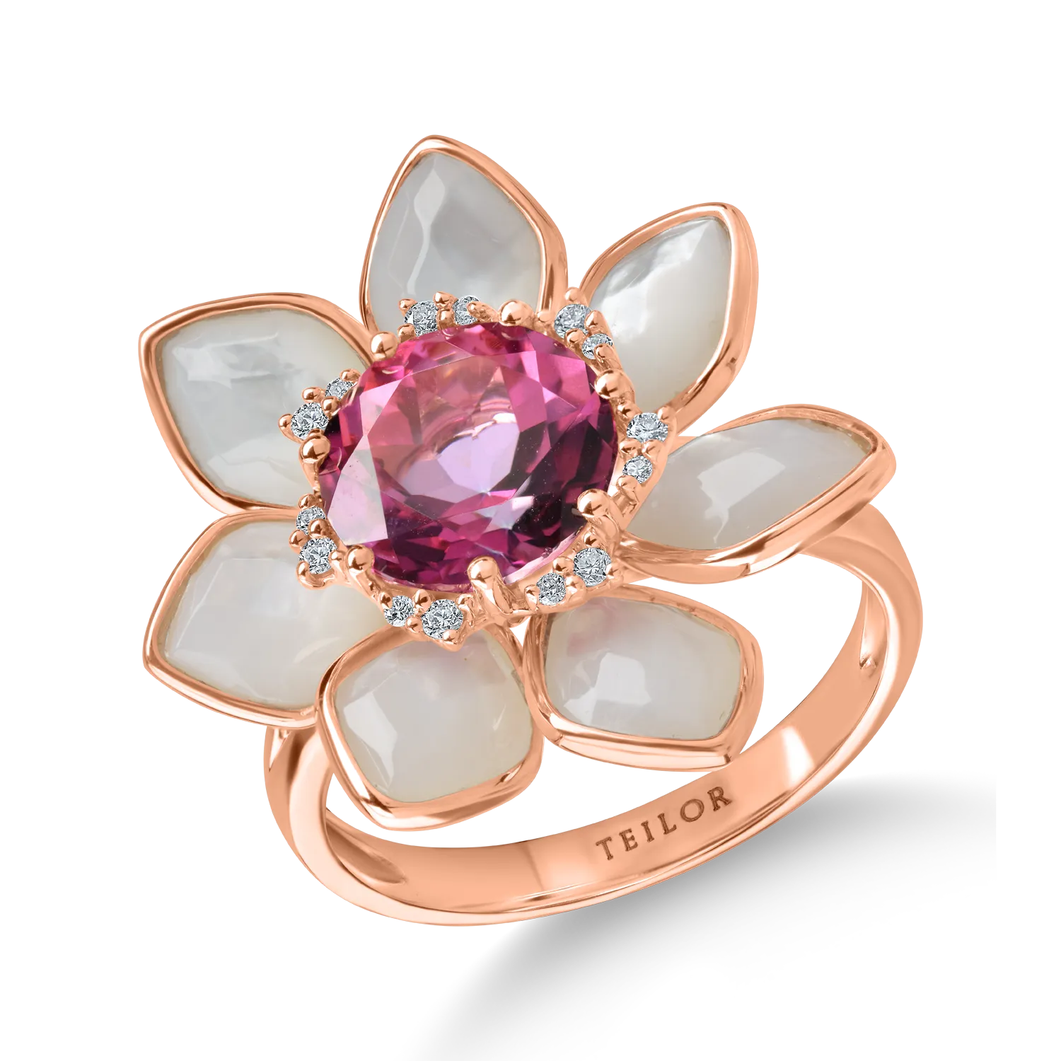 Rose gold ring with 10.1ct precious and semi-precious stones