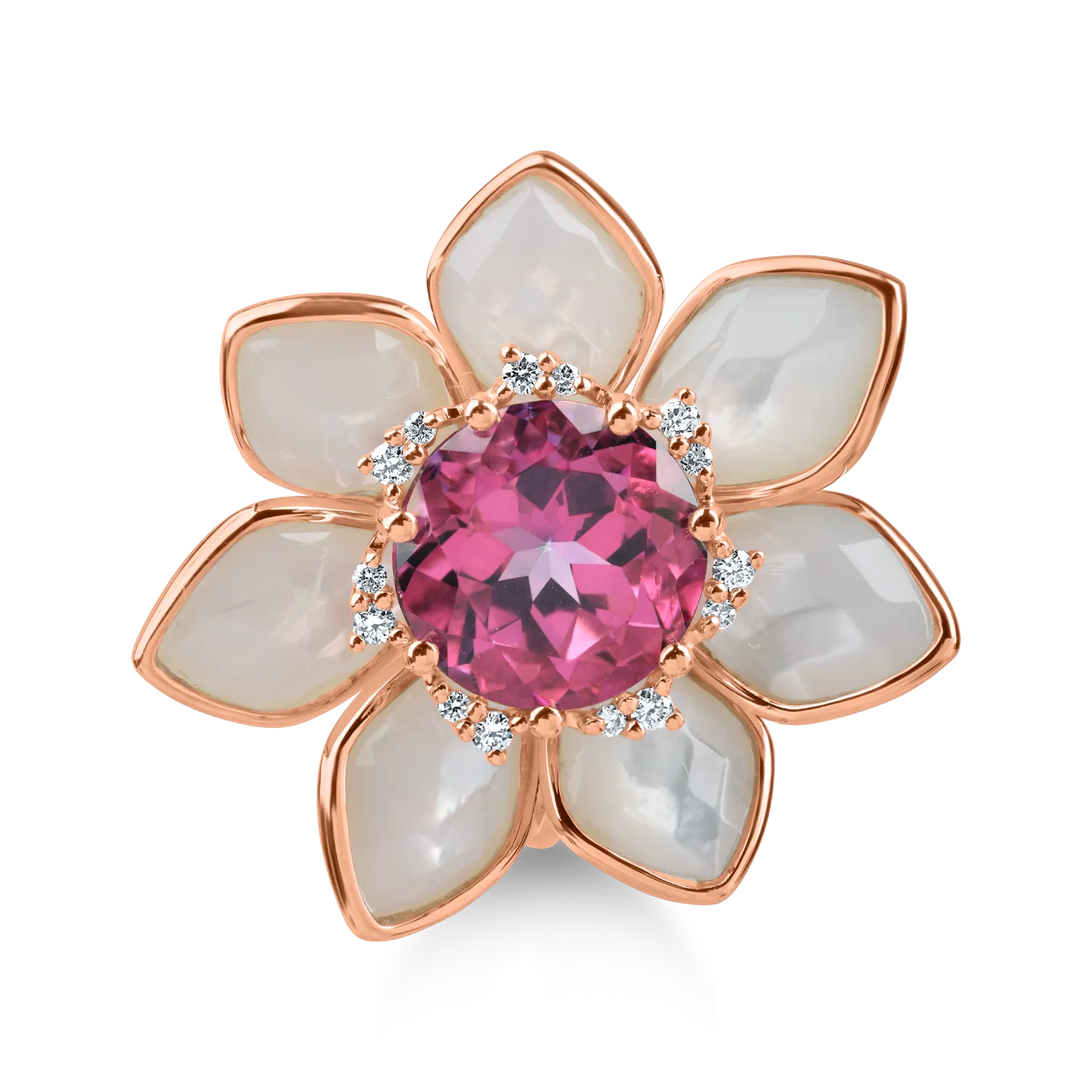 Rose gold ring with 10.1ct precious and semi-precious stones