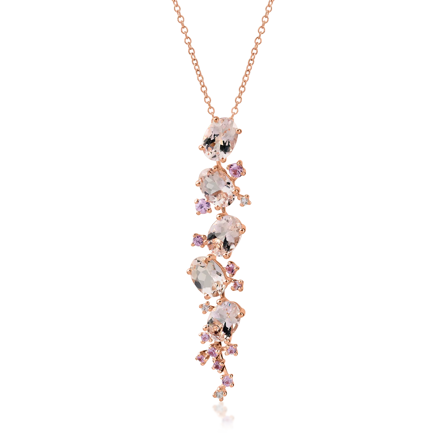 Rose gold pendant chain with 4.2ct precious and semi-precious stones