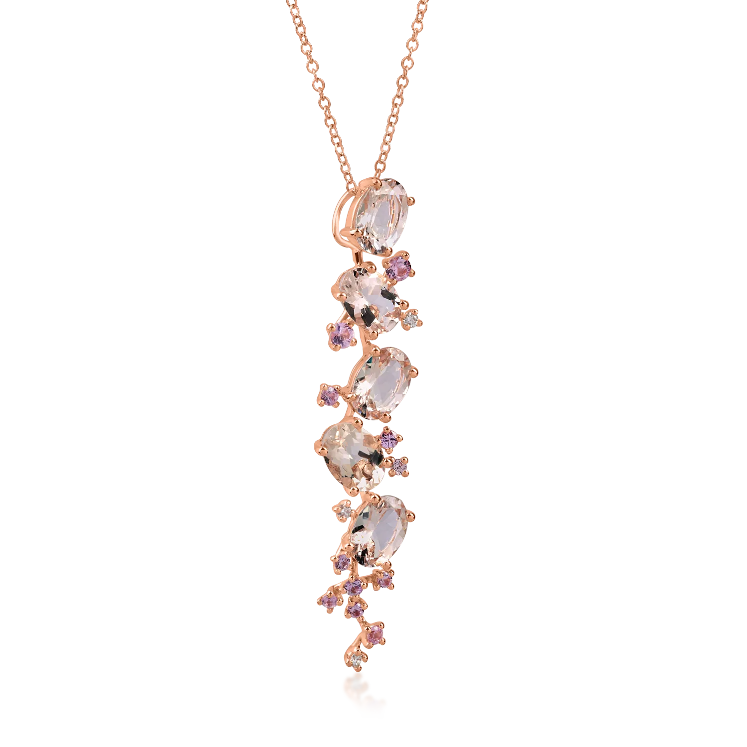 Rose gold pendant chain with 4.2ct precious and semi-precious stones