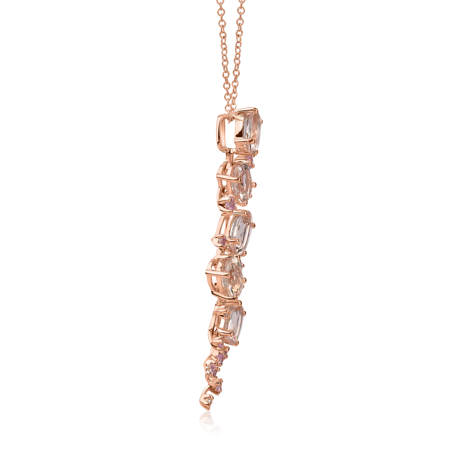 Rose gold pendant chain with 4.2ct precious and semi-precious stones