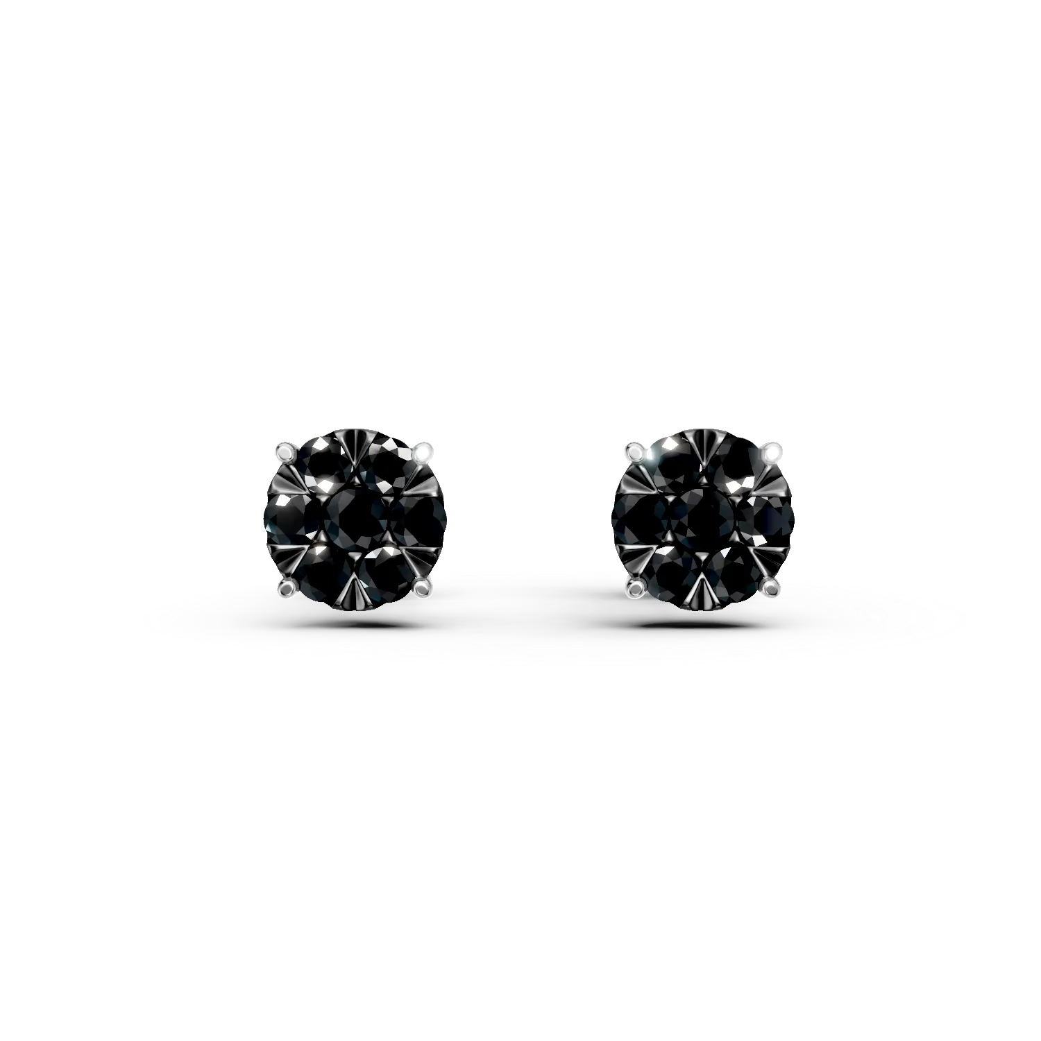 White gold stud earrings with 0.6ct black microsetting diamonds-179776