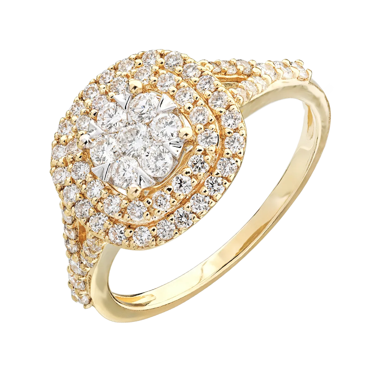 Yellow gold ring with 0.7ct microsetting diamonds