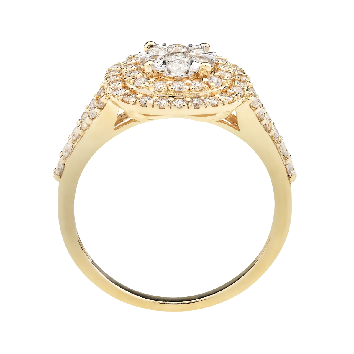 Yellow gold ring with 0.7ct microsetting diamonds