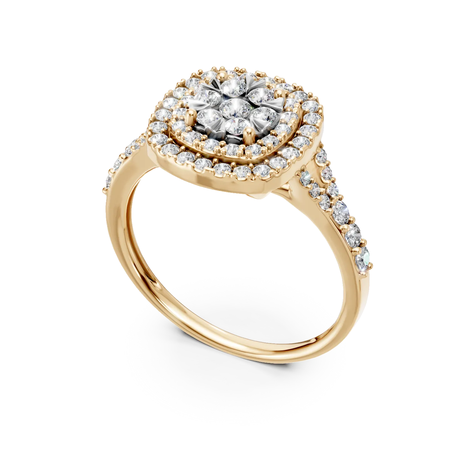 Inel din aur galben cu diamante microsetting de 0.7ct - Imagine 2