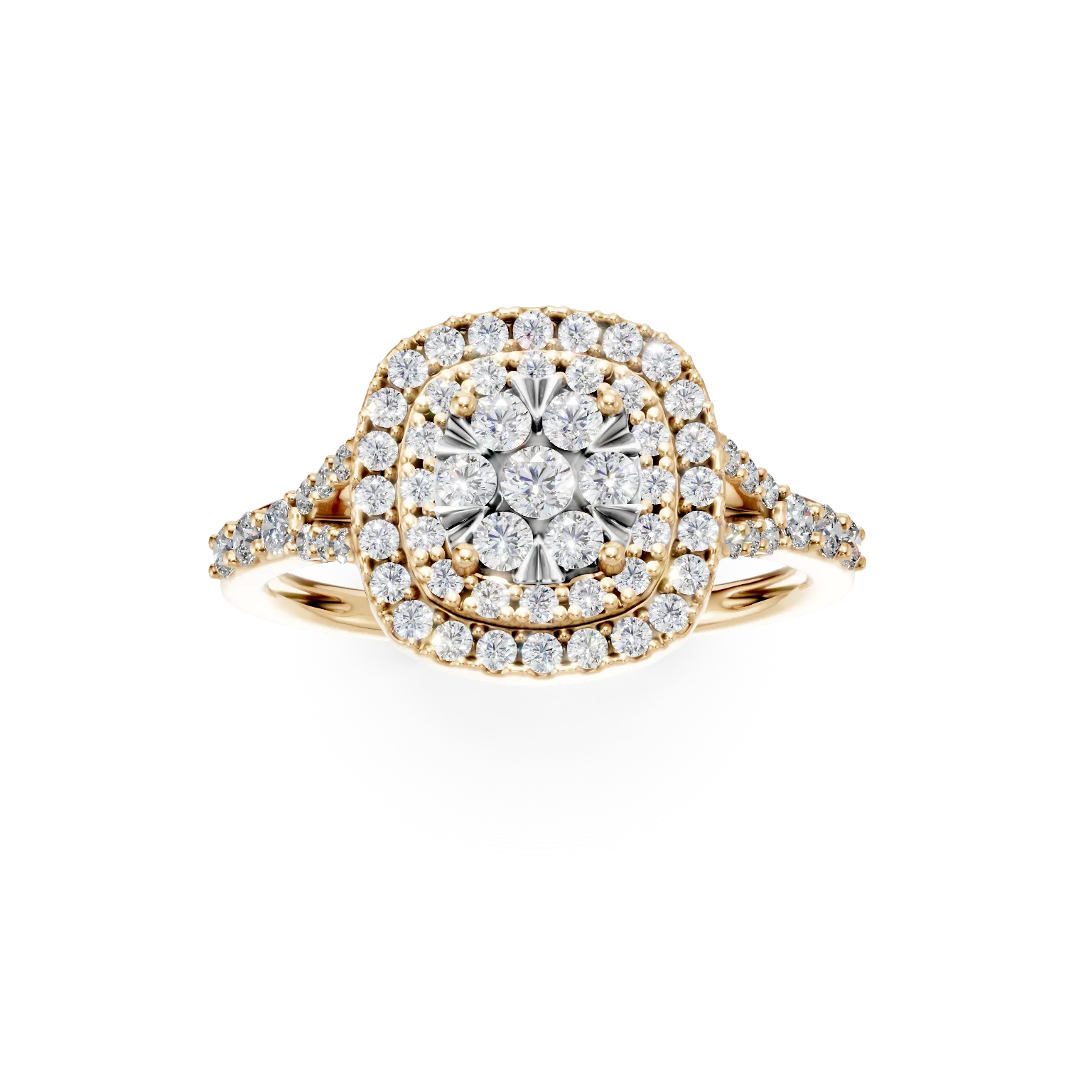 Inel din aur galben cu diamante microsetting de 0.7ct - Imagine 3