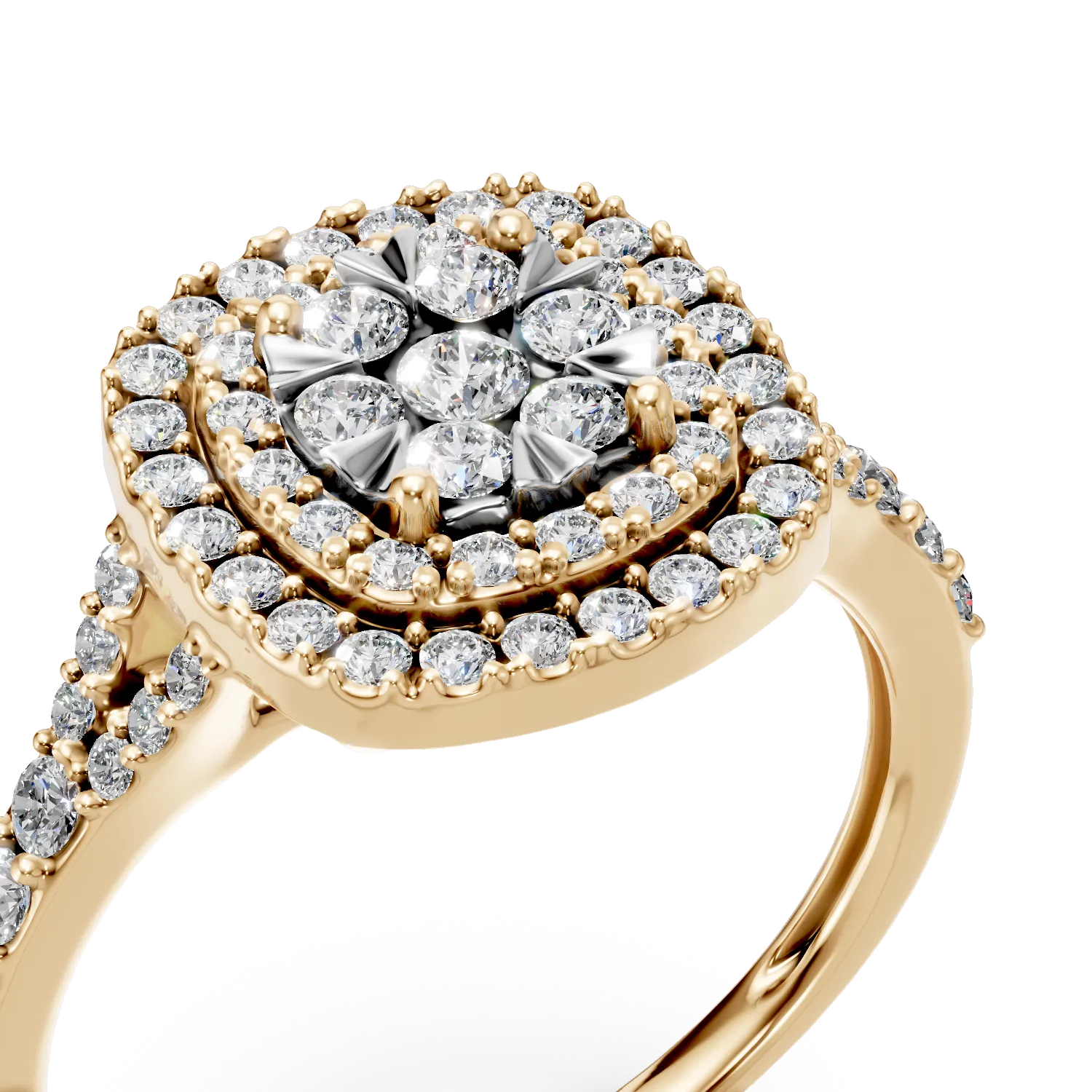 Inel din aur galben cu diamante microsetting de 0.7ct - Imagine 4