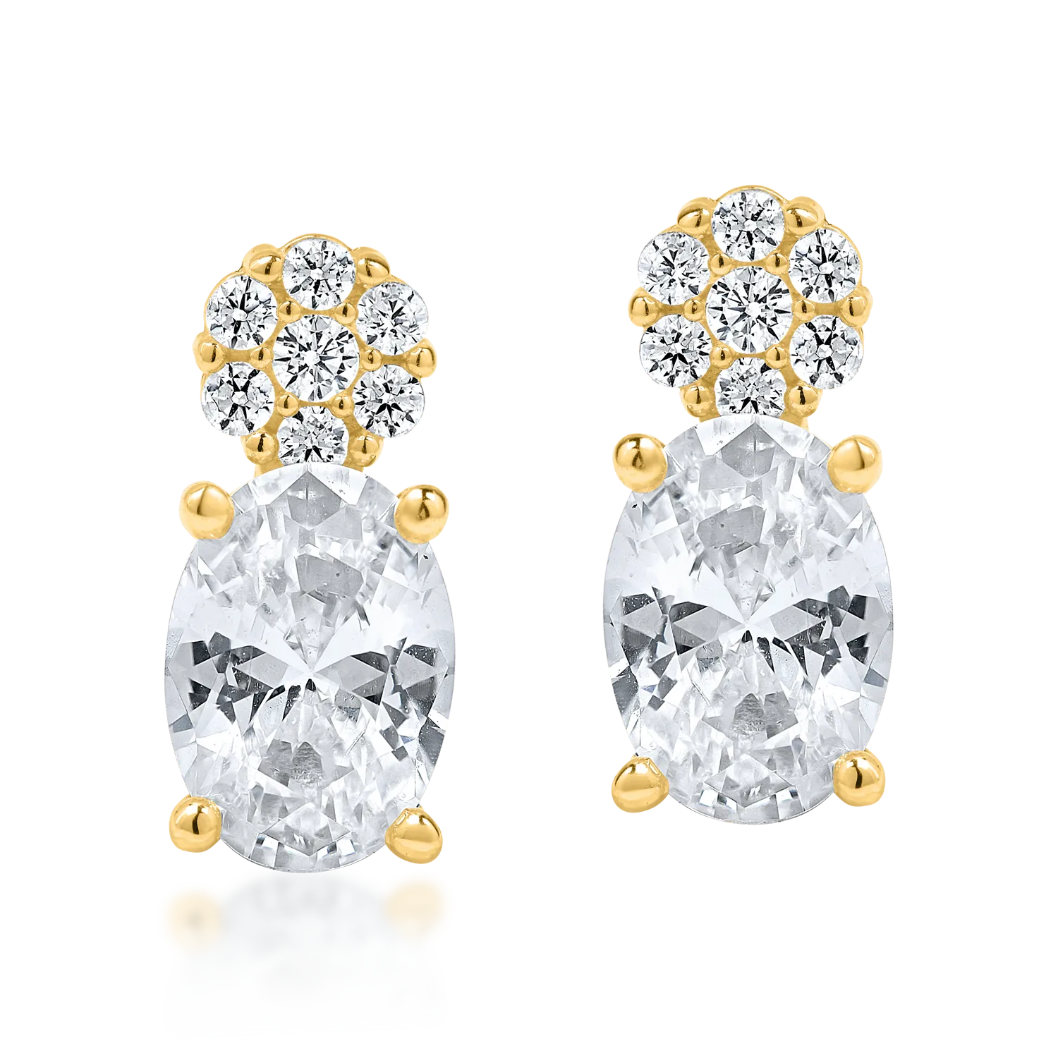Yellow gold earrings with zirconia