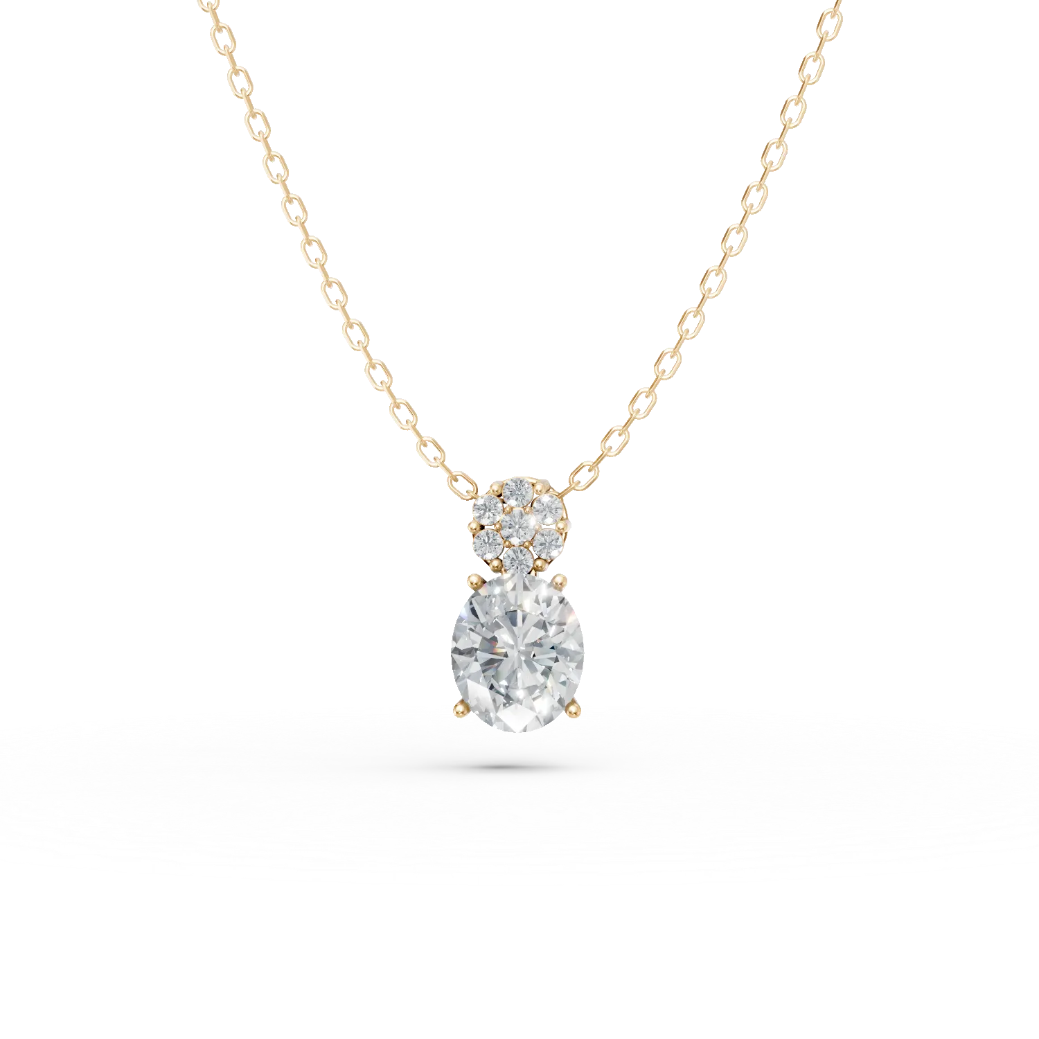 Yellow gold pendant necklace with zirconia