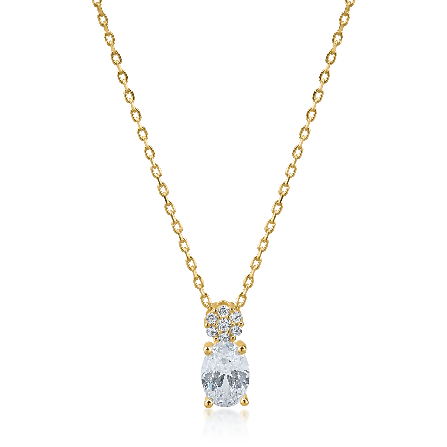 Yellow gold pendant necklace with zirconia