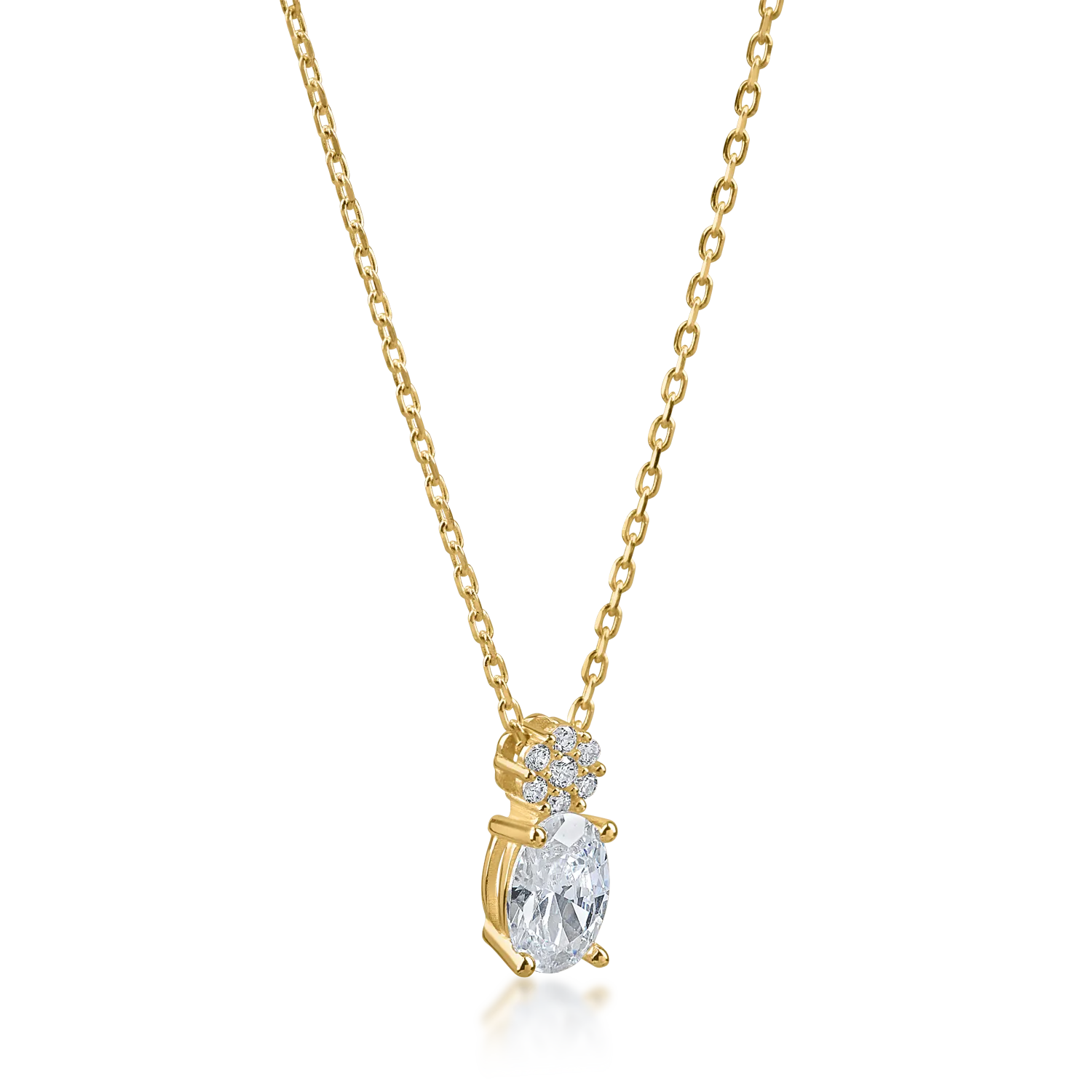 Yellow gold pendant necklace with zirconia