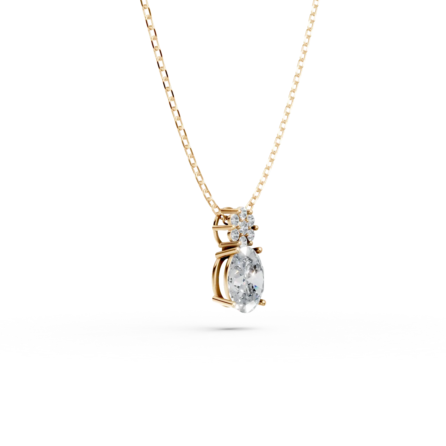 Yellow gold pendant necklace with zirconia