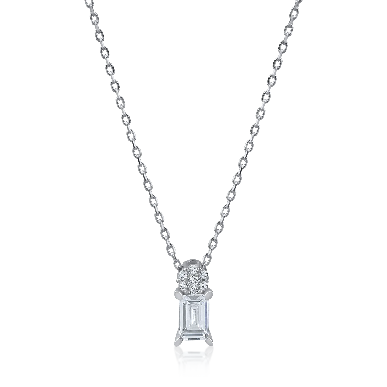 White gold pendant necklace with zirconia