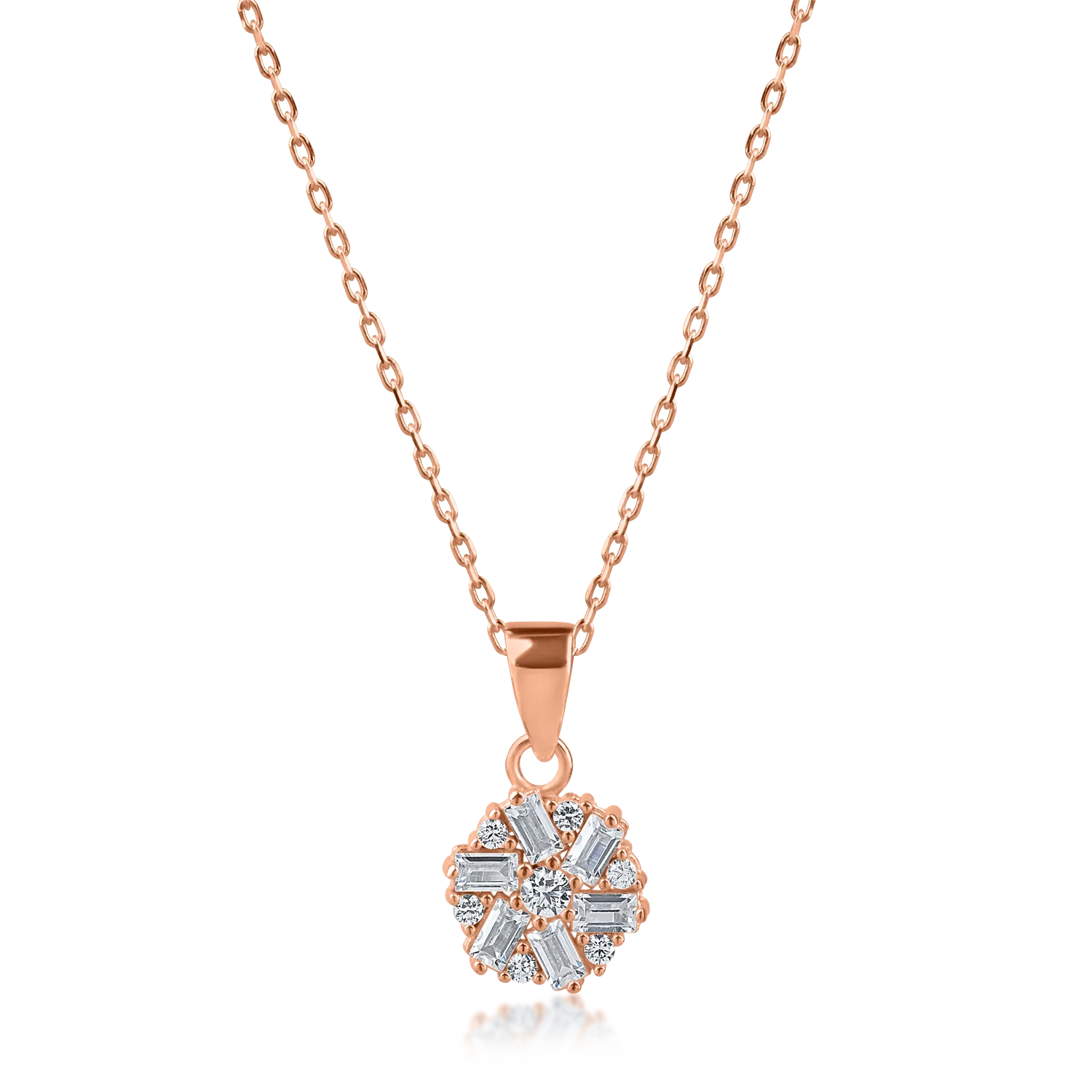 Rose gold pendant necklace with zirconia