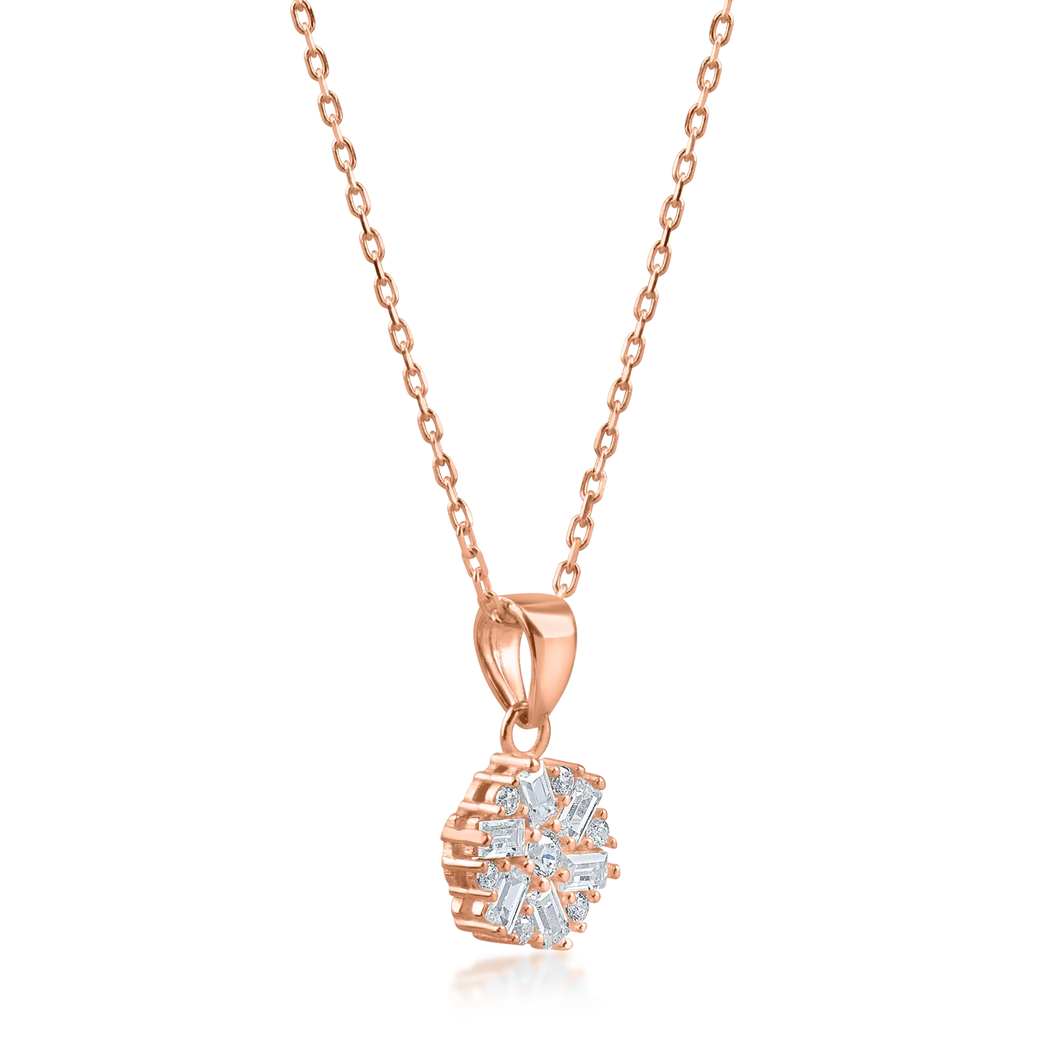 Rose gold pendant necklace with zirconia