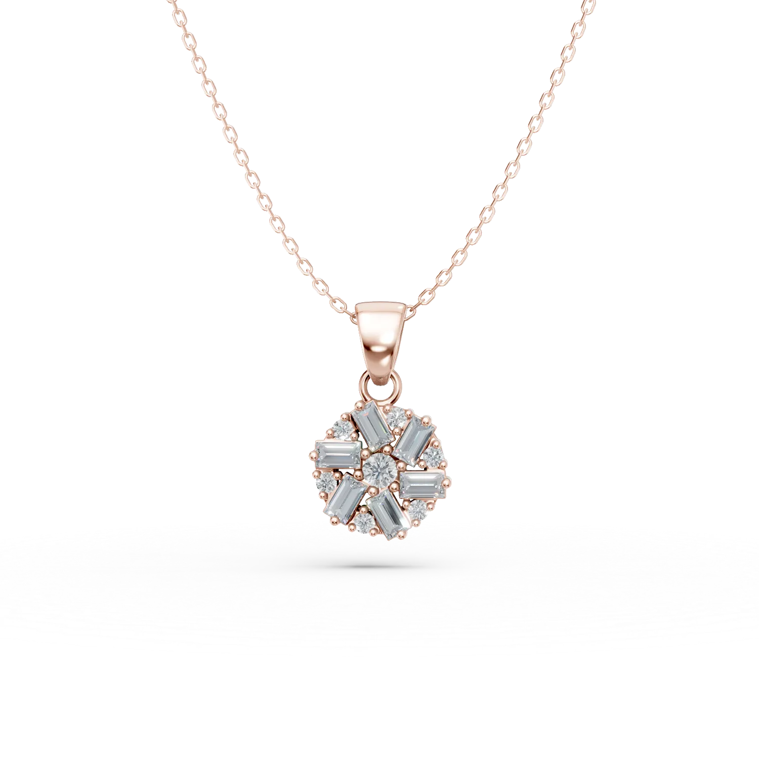 Rose gold pendant necklace with zirconia